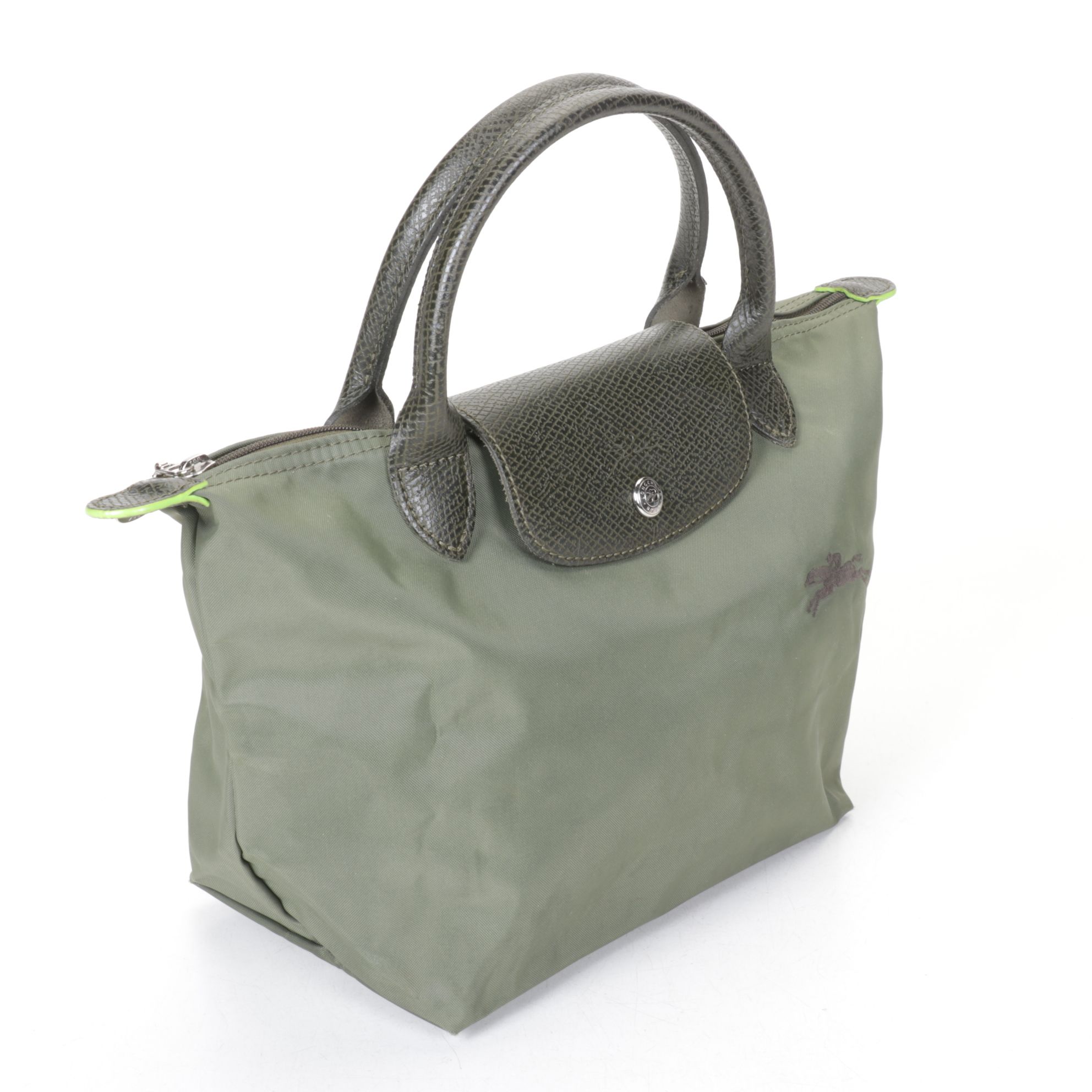 Longchamp Periwinkle & Green "Le Pliage" Small & Medium Tote Bags