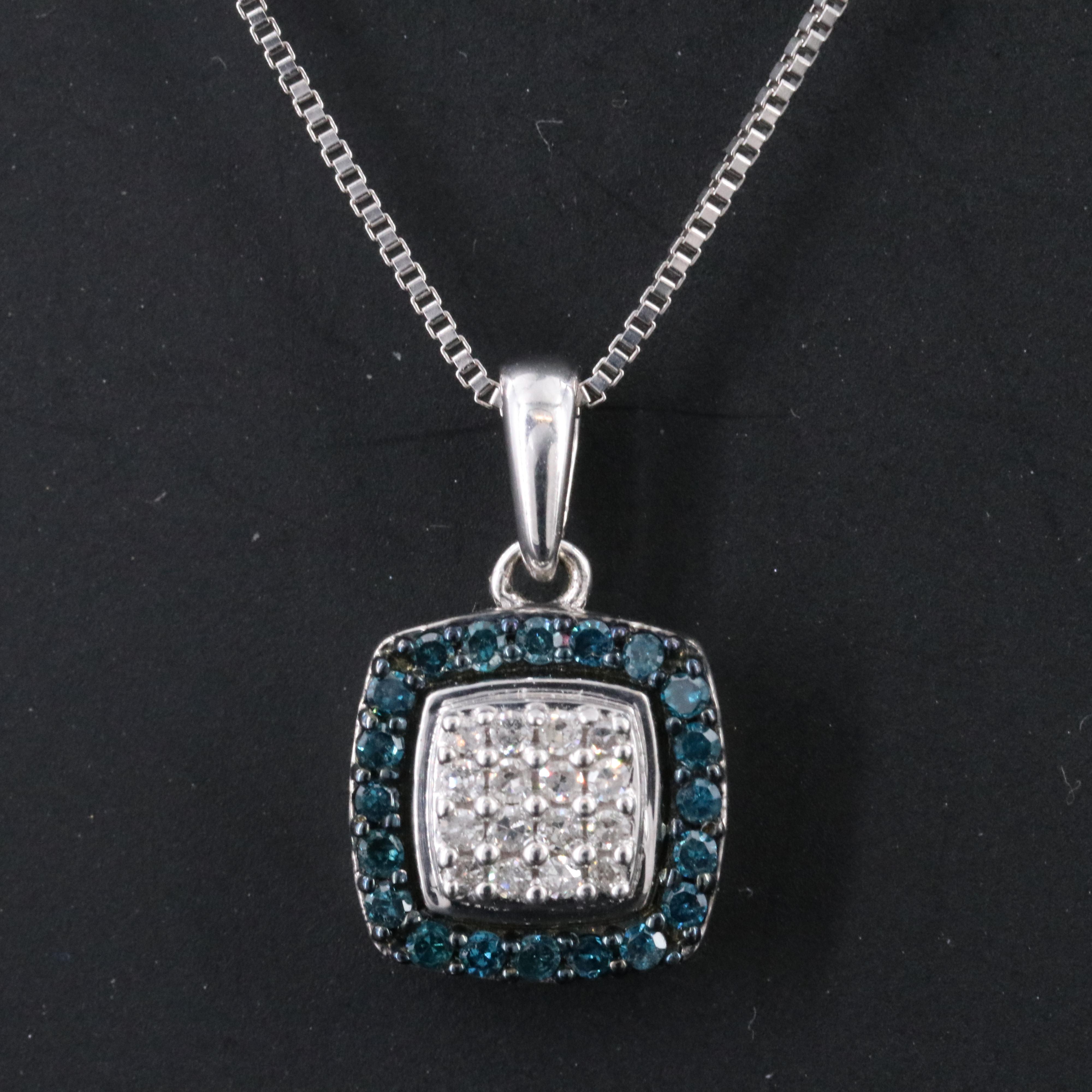 Sterling Diamond Pendant Necklace with Lab Grown Fancy Diamonds