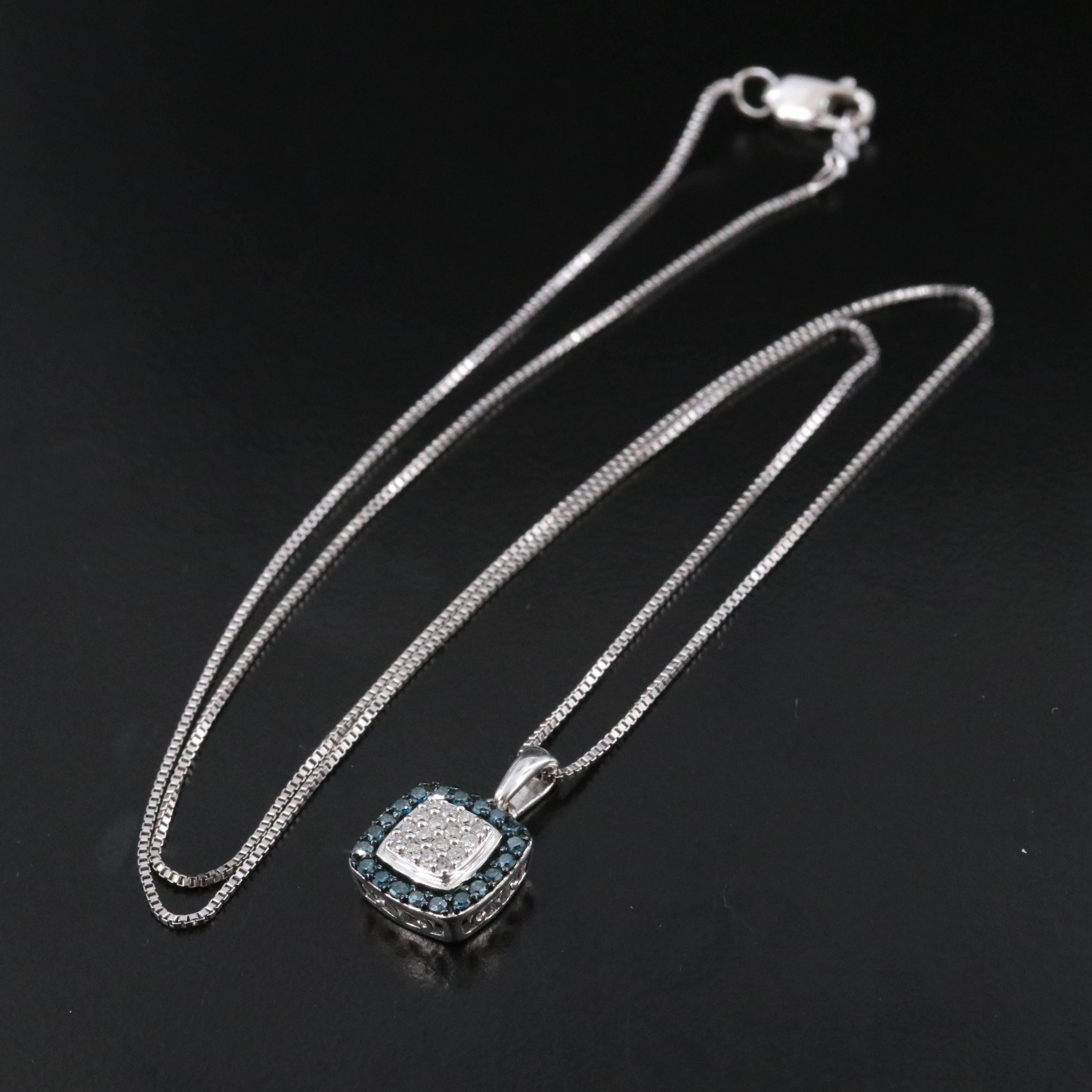 Sterling Diamond Pendant Necklace with Lab Grown Fancy Diamonds