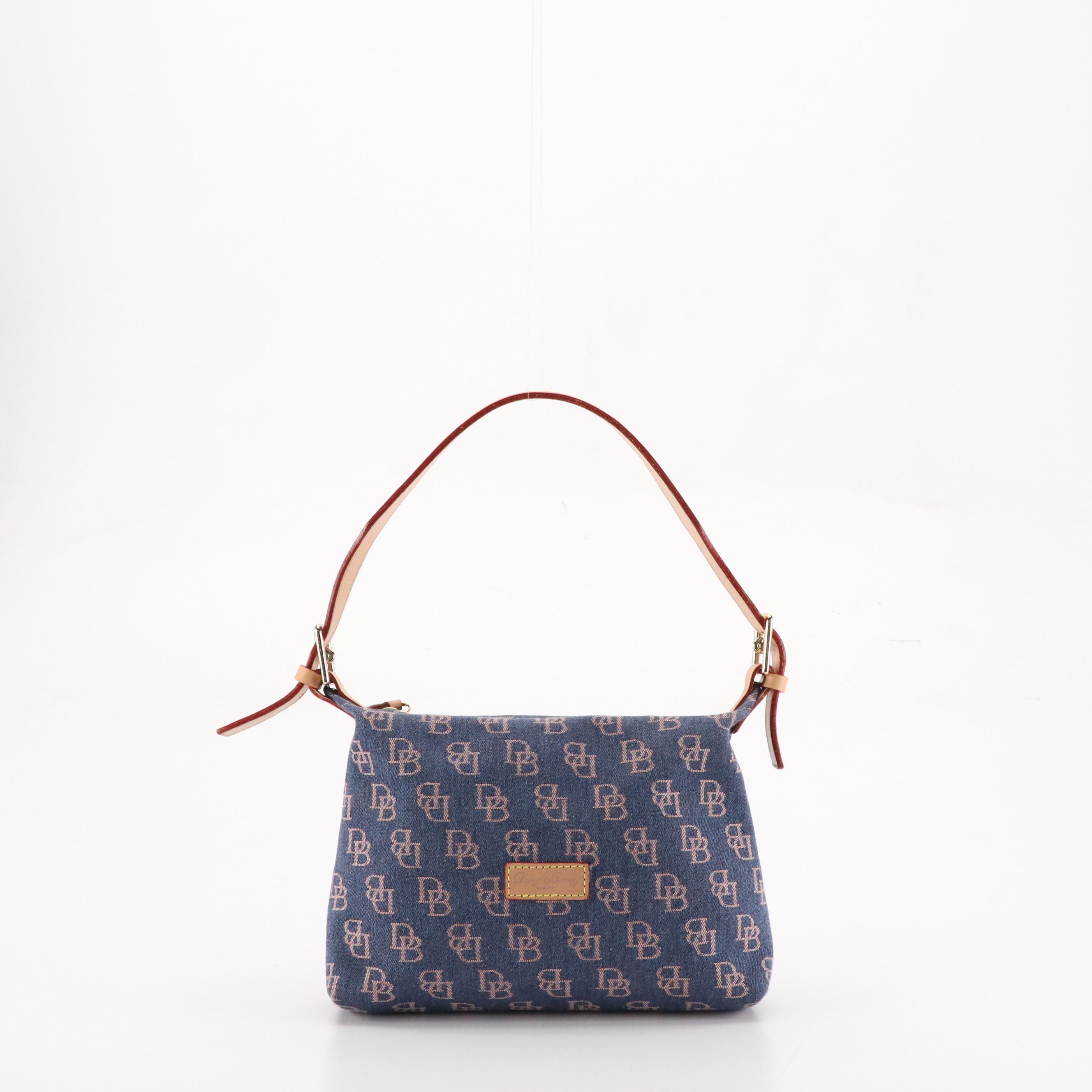 Dooney & Bourke Denim DB Monogram Purse and Leather Letter Carrier Bag