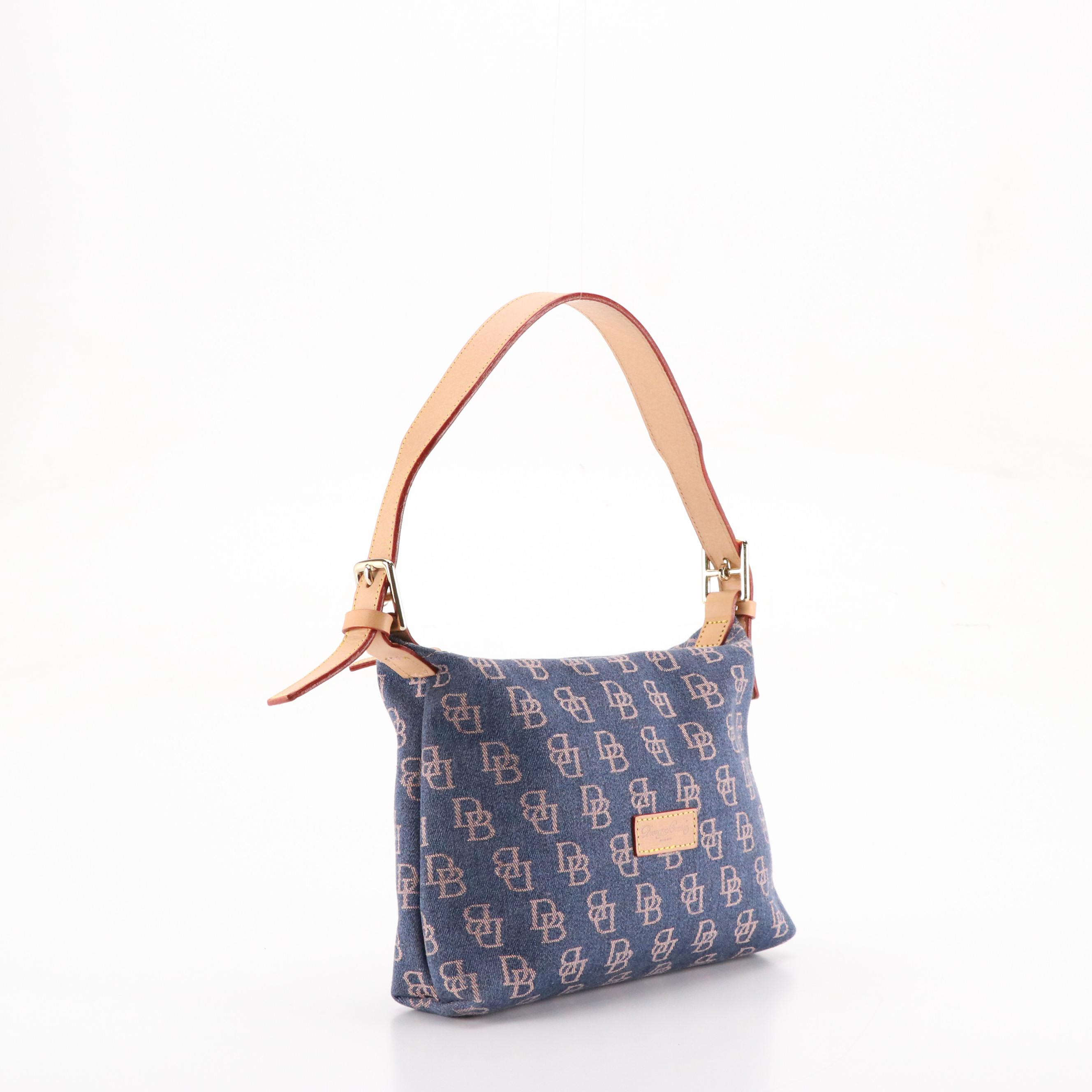 Dooney & Bourke Denim DB Monogram Purse and Leather Letter Carrier Bag