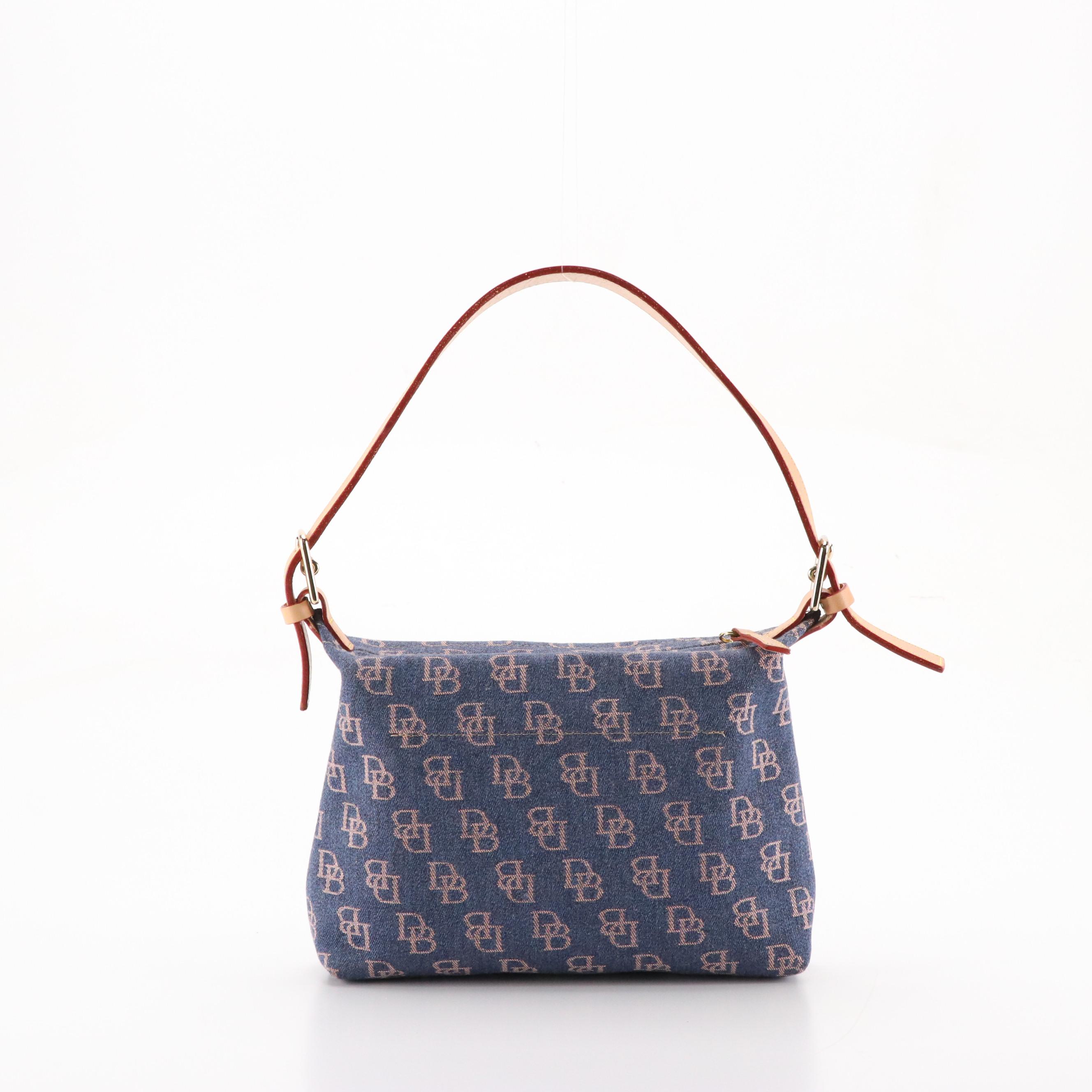 Dooney & Bourke Denim DB Monogram Purse and Leather Letter Carrier Bag