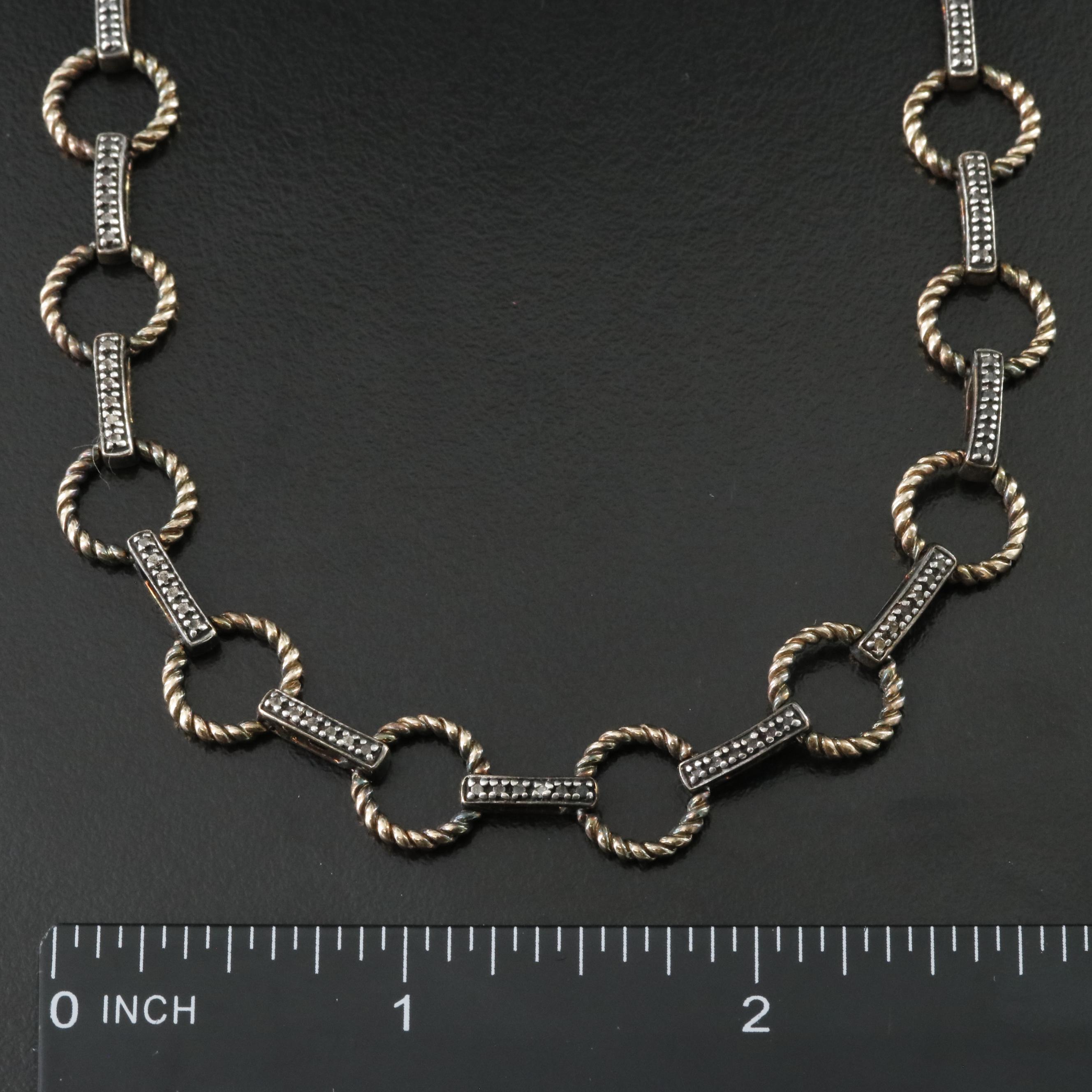Sterling Two-Tone Circle Link Necklace