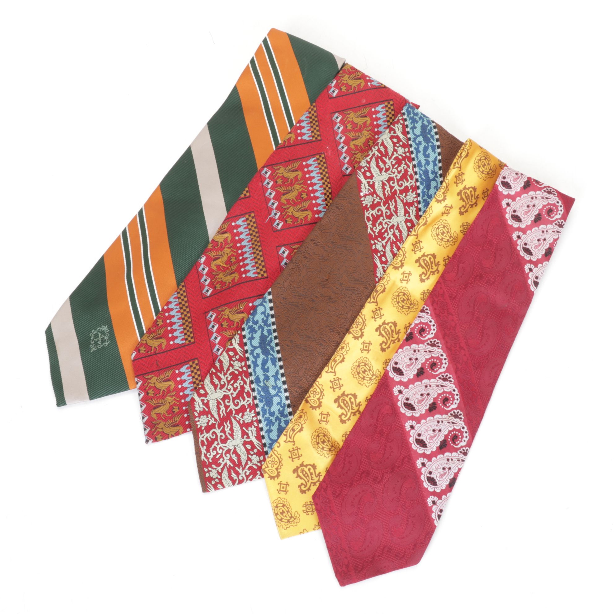 "Royal Rogue" with X'Andrini Green & Orange Stripes, Paisley & More Neckties