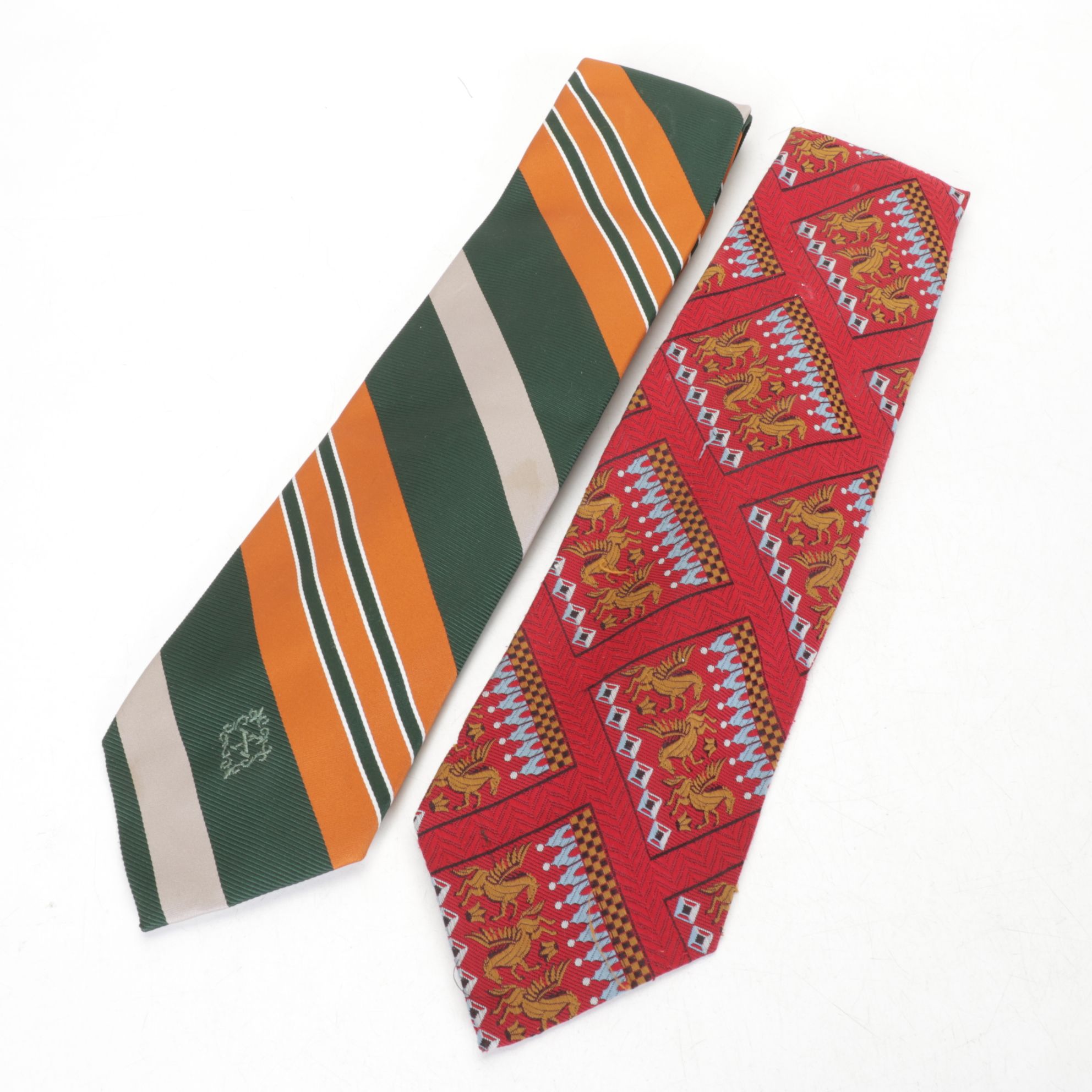 "Royal Rogue" with X'Andrini Green & Orange Stripes, Paisley & More Neckties