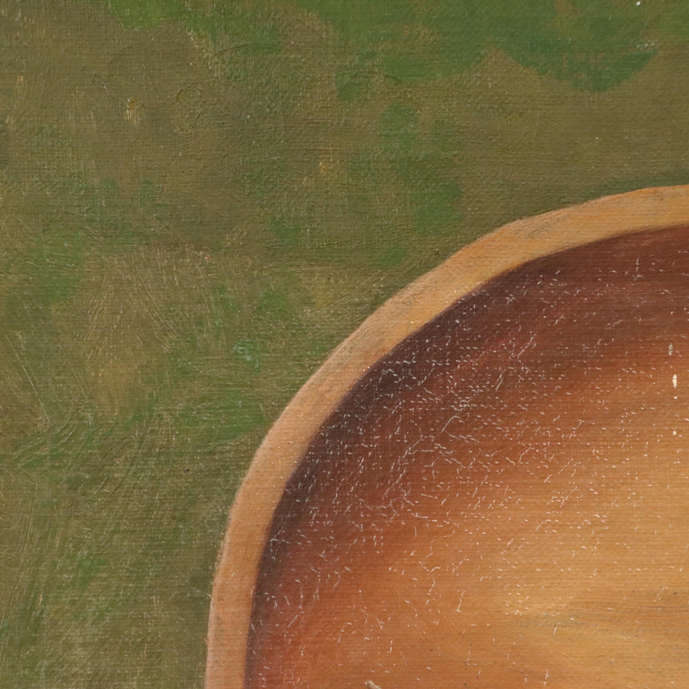 Oil Painting of Still Life with Wine Bottle, Circa 1940