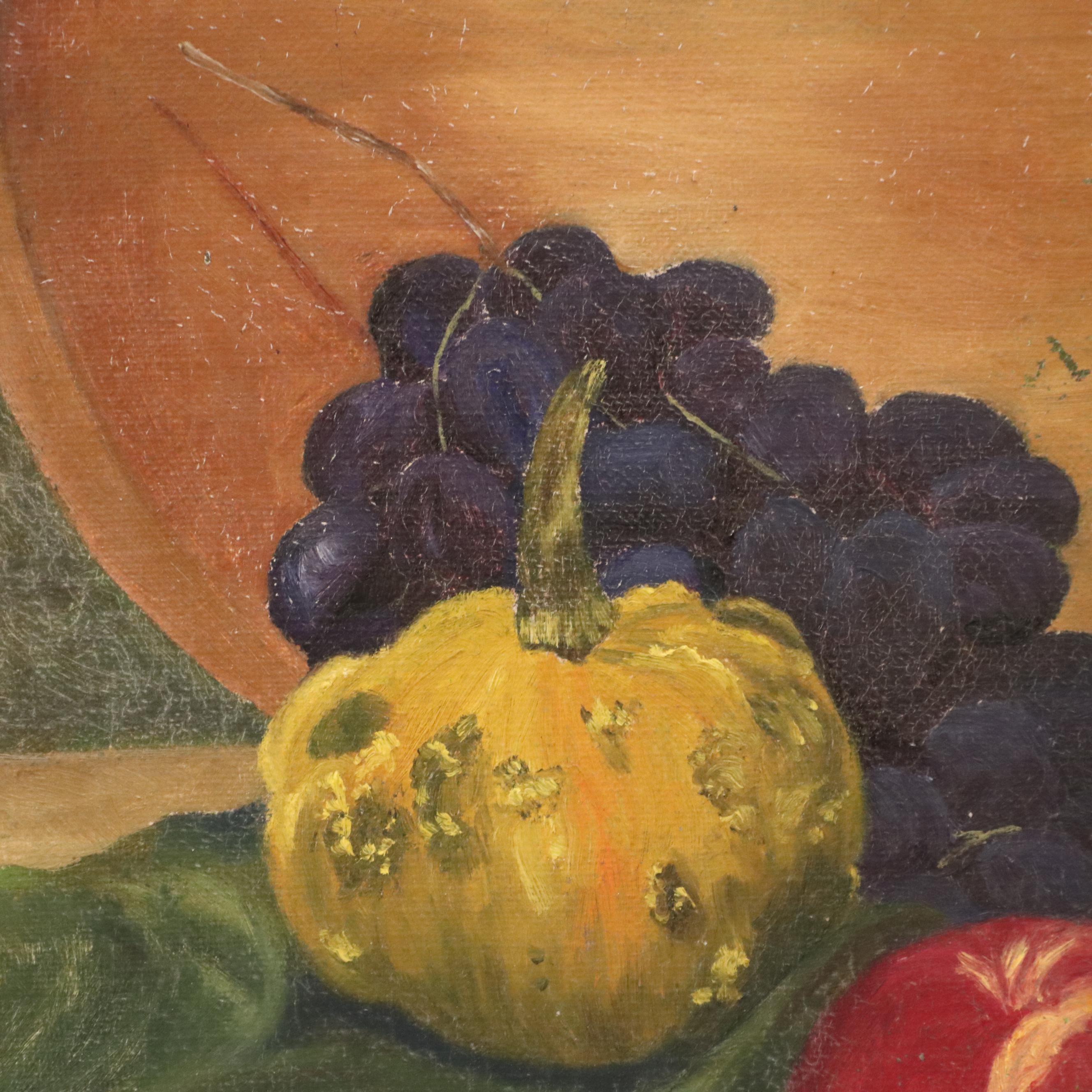 Oil Painting of Still Life with Wine Bottle, Circa 1940