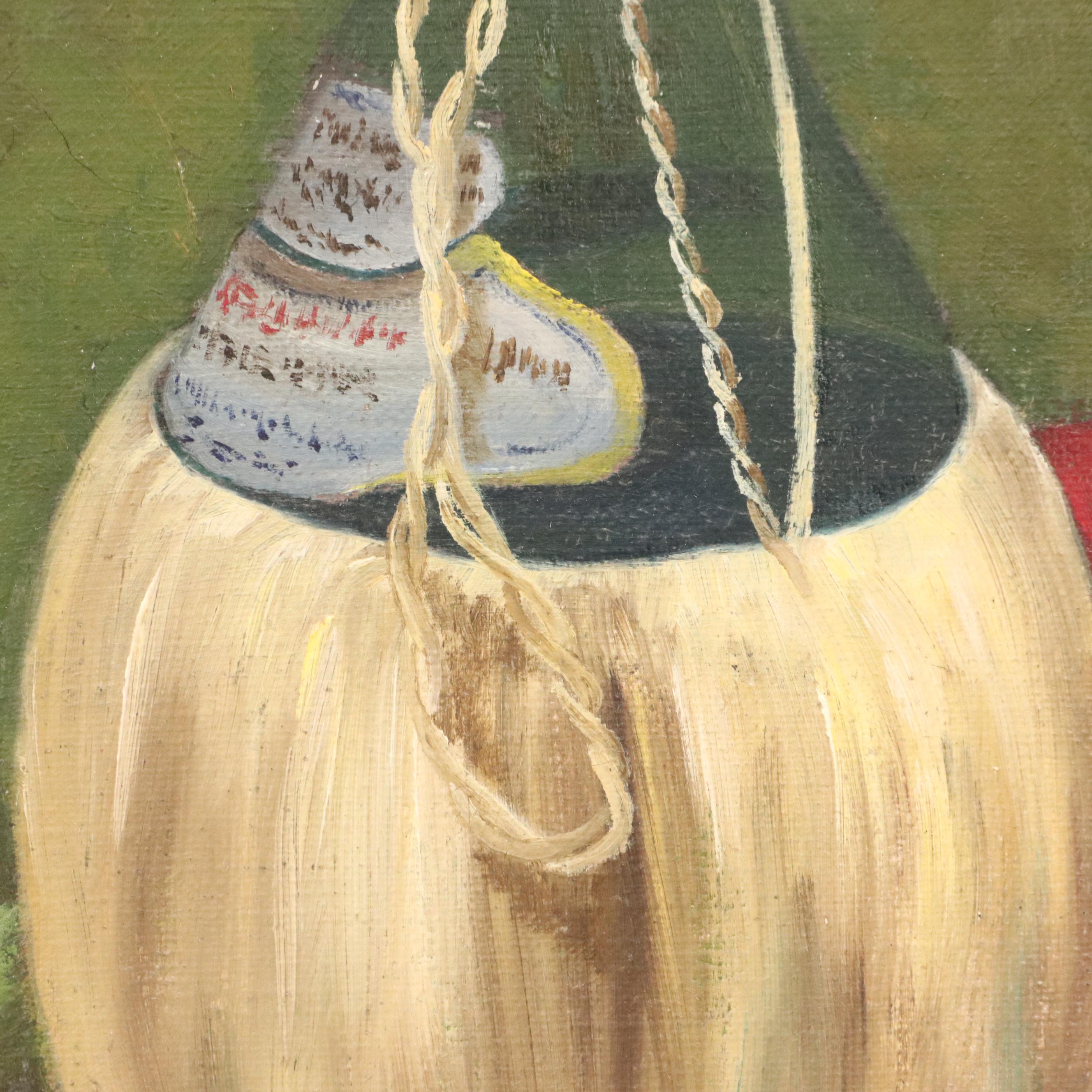 Oil Painting of Still Life with Wine Bottle, Circa 1940