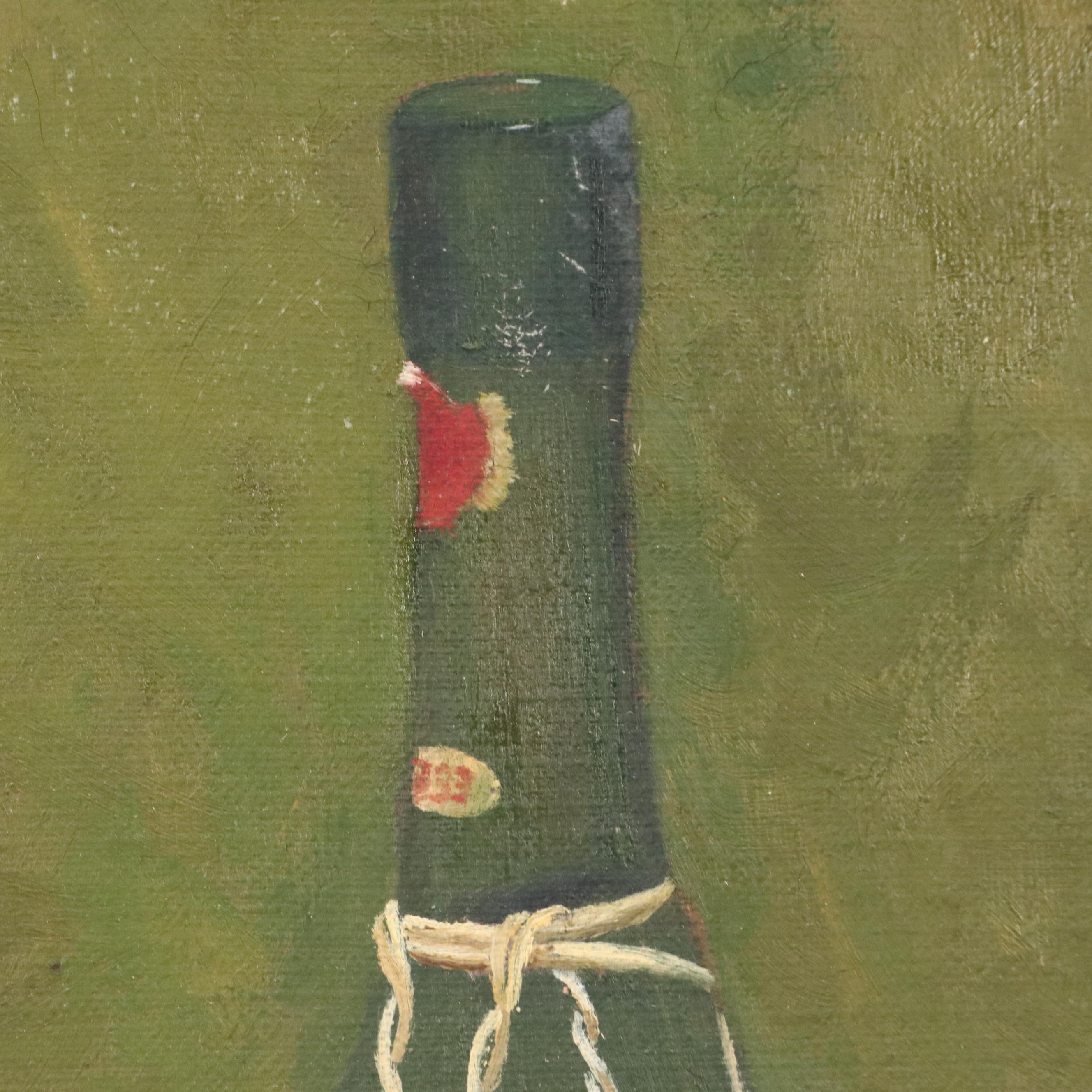 Oil Painting of Still Life with Wine Bottle, Circa 1940