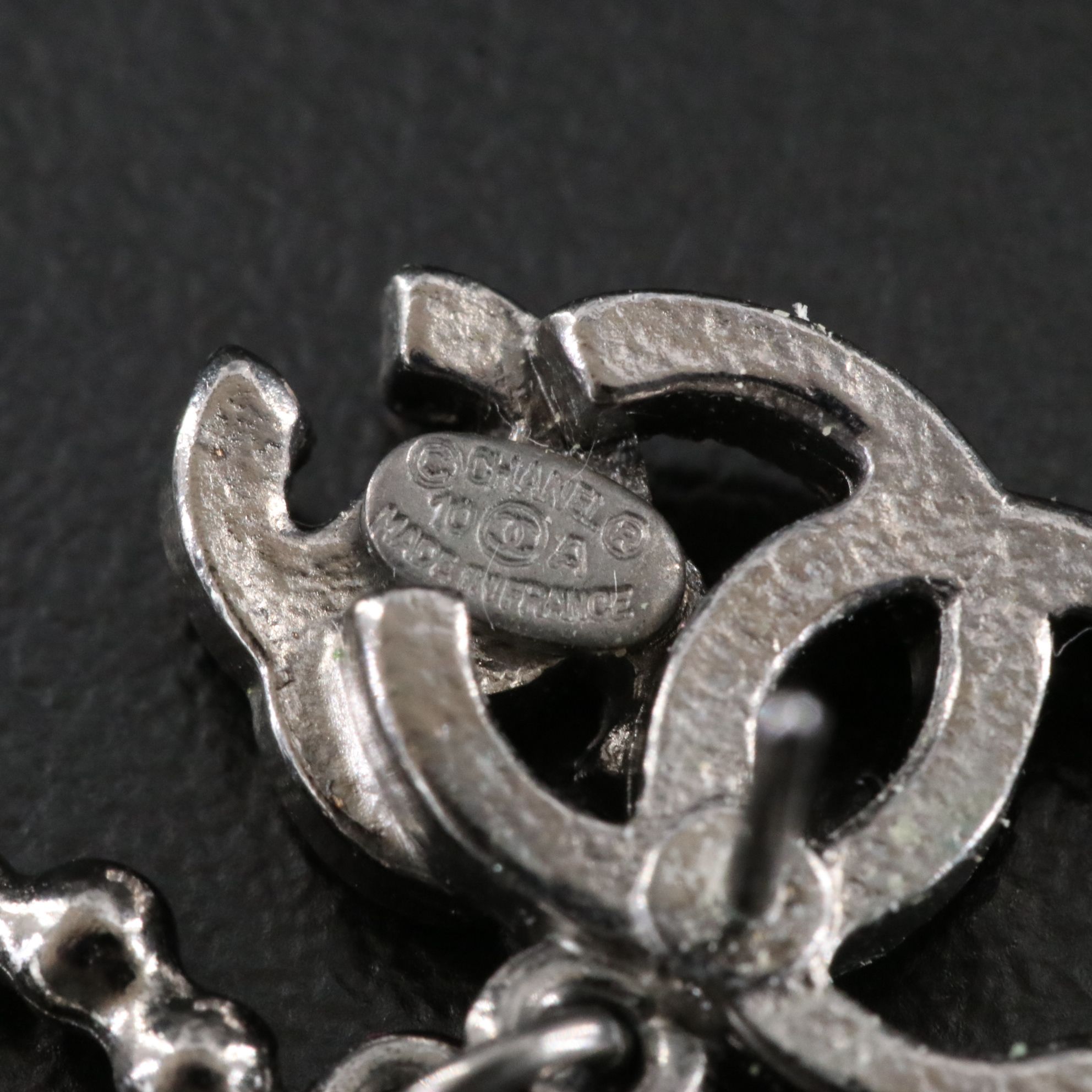 Chanel CC Black Crystal Drop Earrings 2010