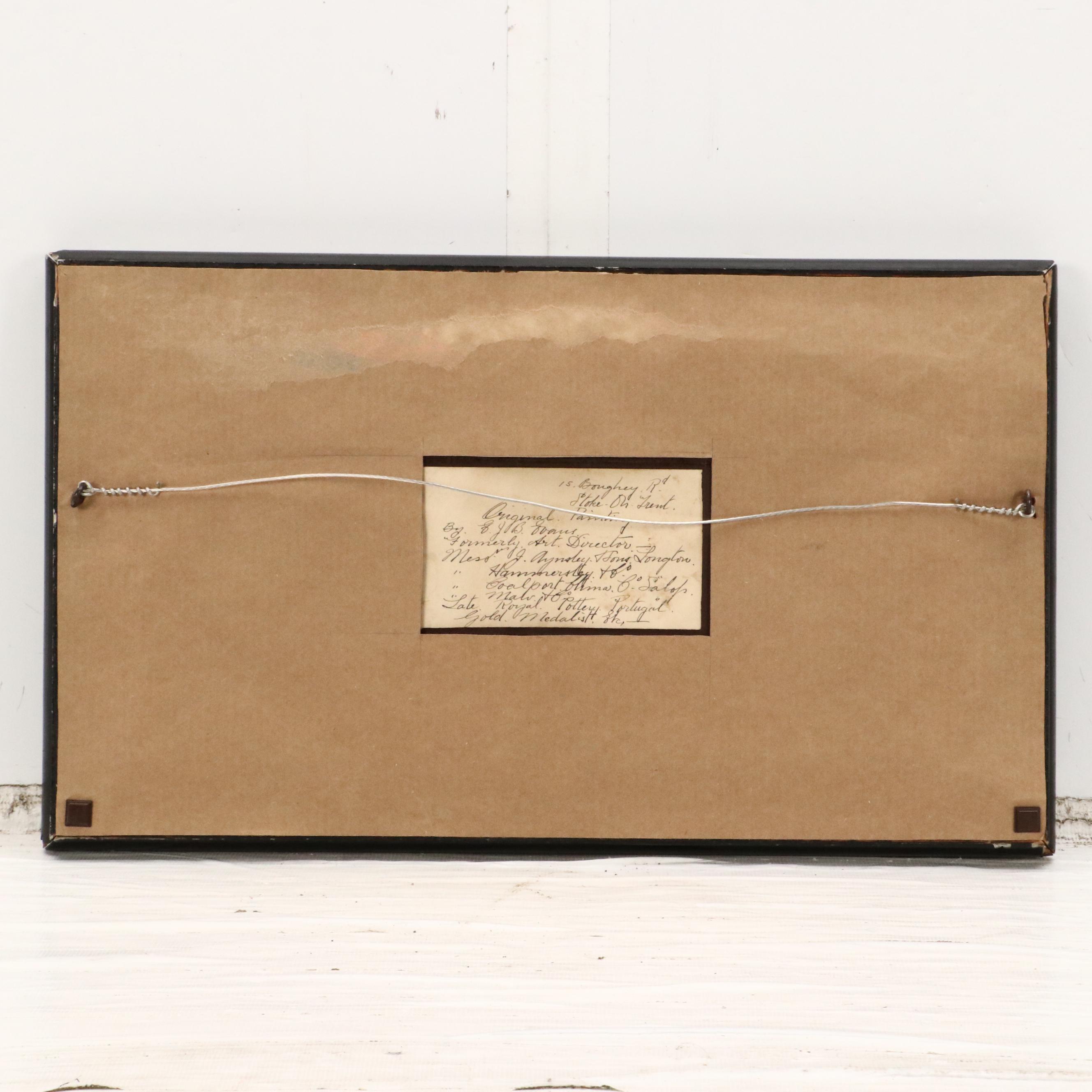 J. B. Evans Still Life Oil Painting of Ripe Strawberries, Circa 1915