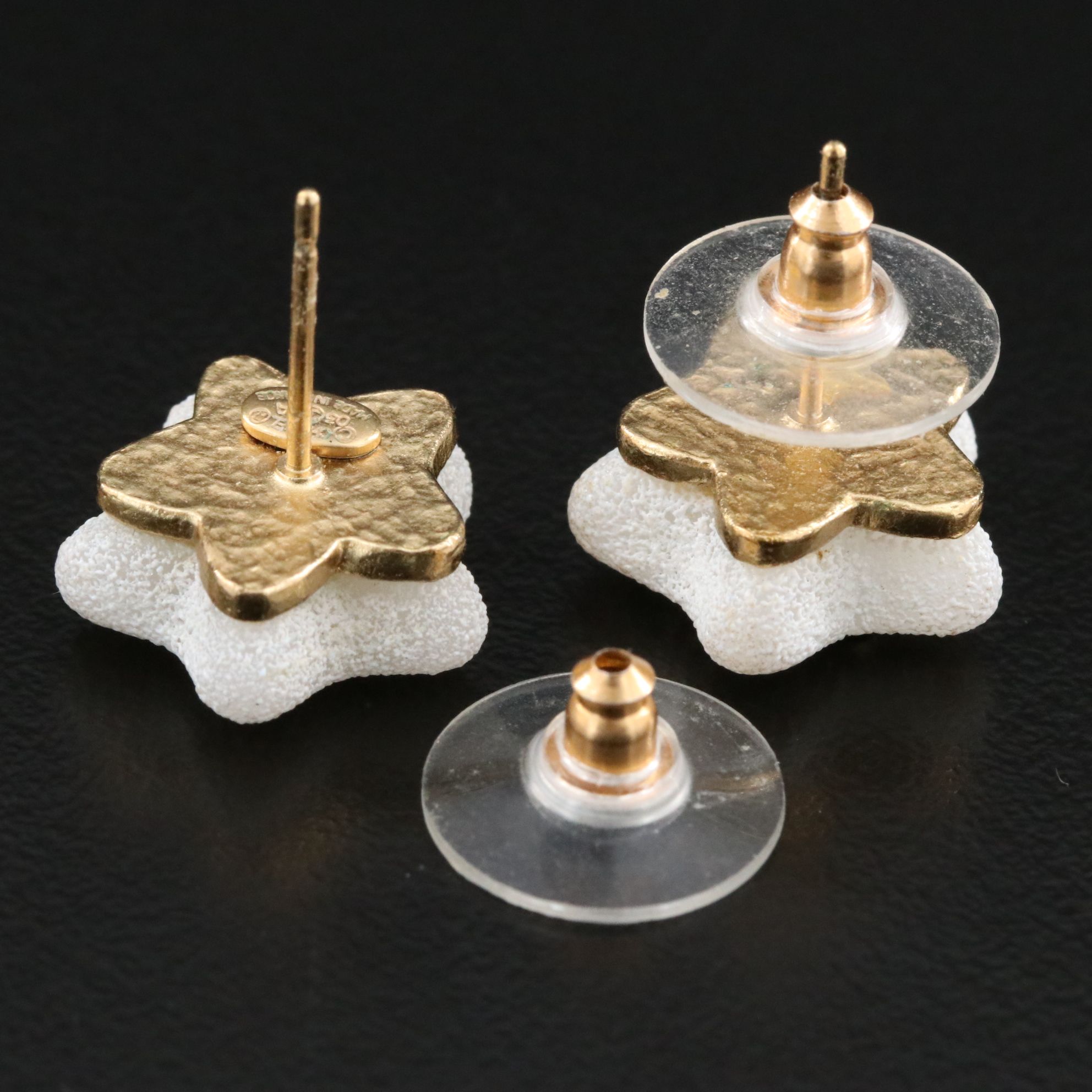 Chanel CC White Star Earrings 2003