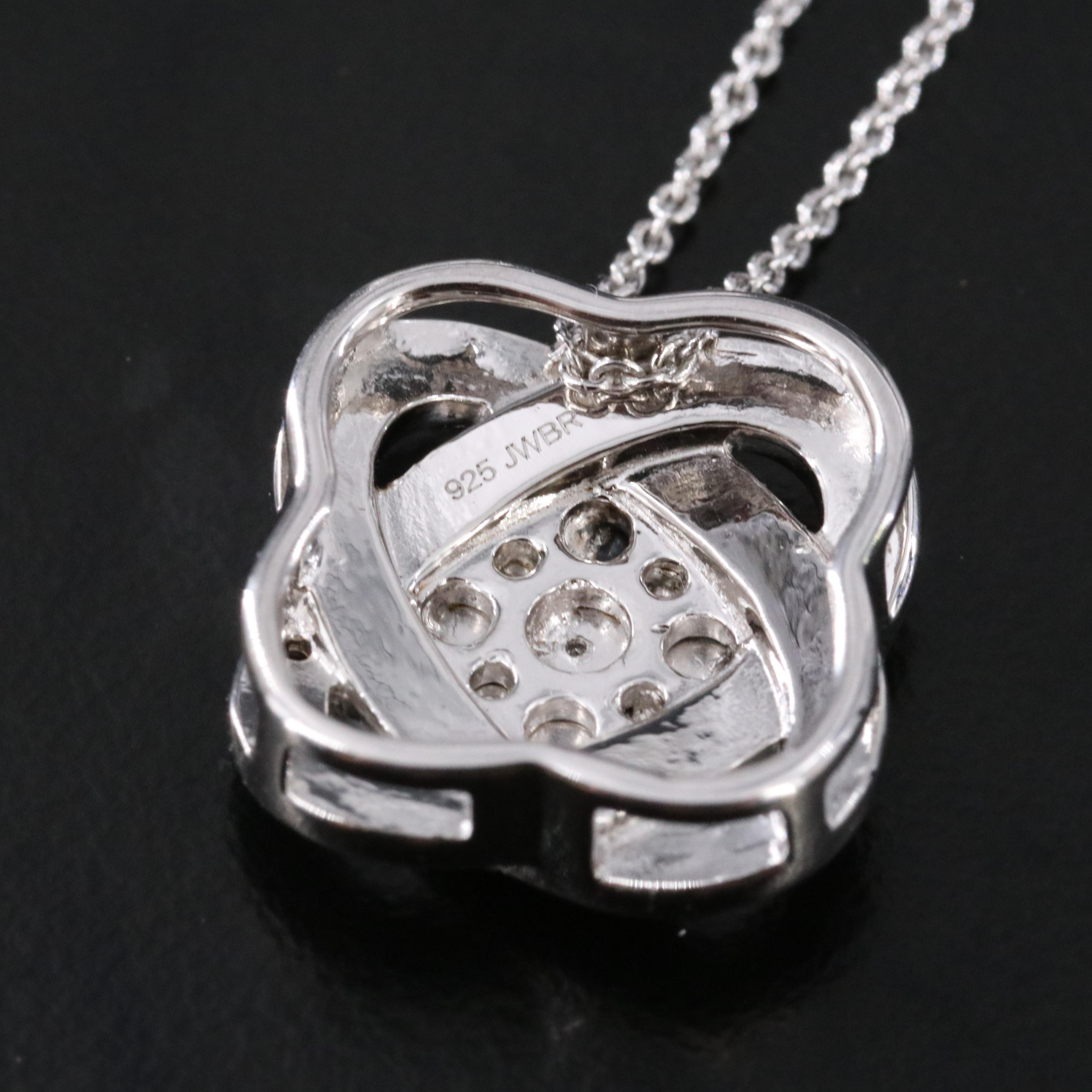 Sterling Knot Pendant Necklace with Diamond and Fancy Diamond Accents
