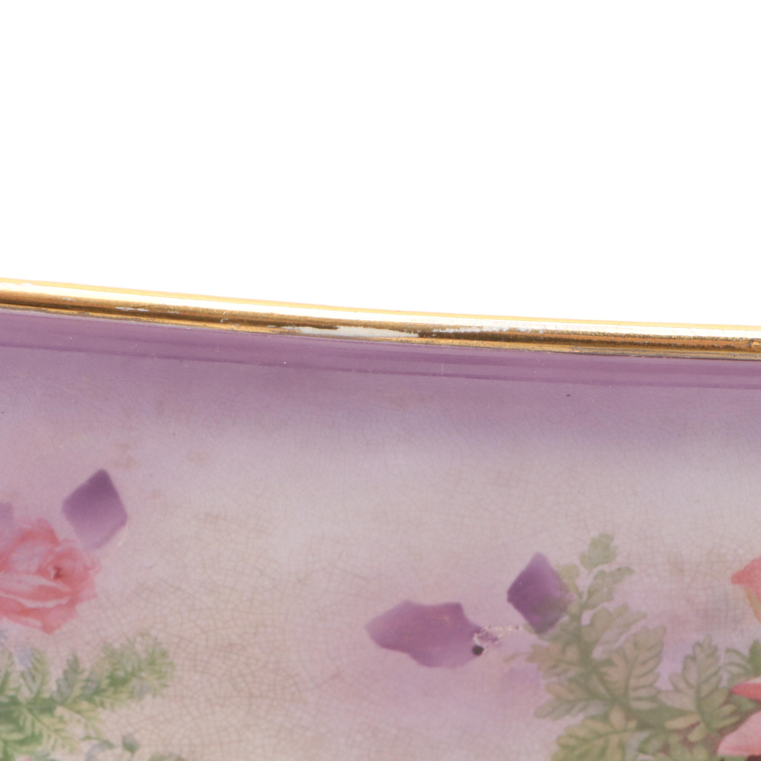 Napier English Ceramic Gilt Accented Floral Vanity Tray, Early to Mid-20th C.