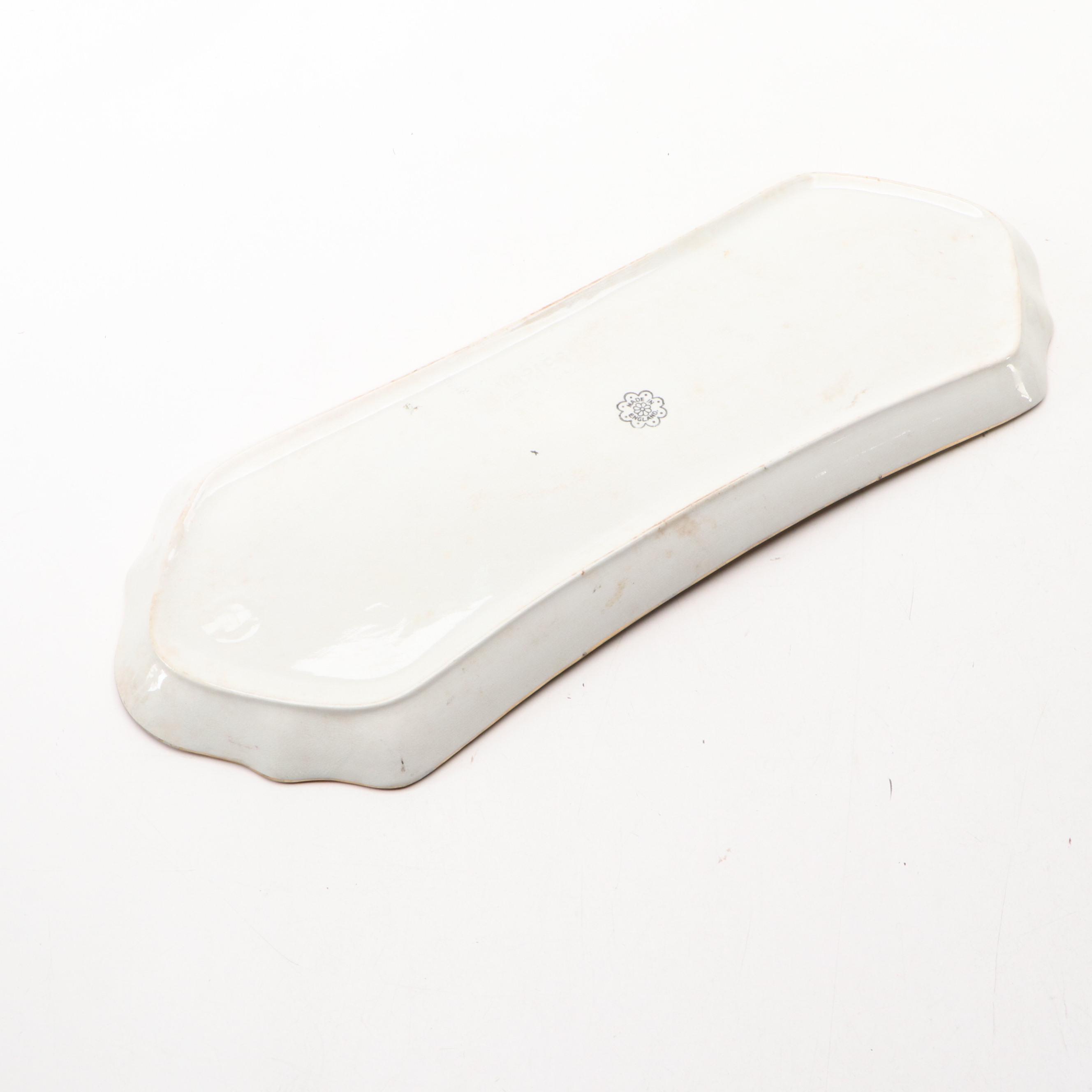 Napier English Ceramic Gilt Accented Floral Vanity Tray, Early to Mid-20th C.