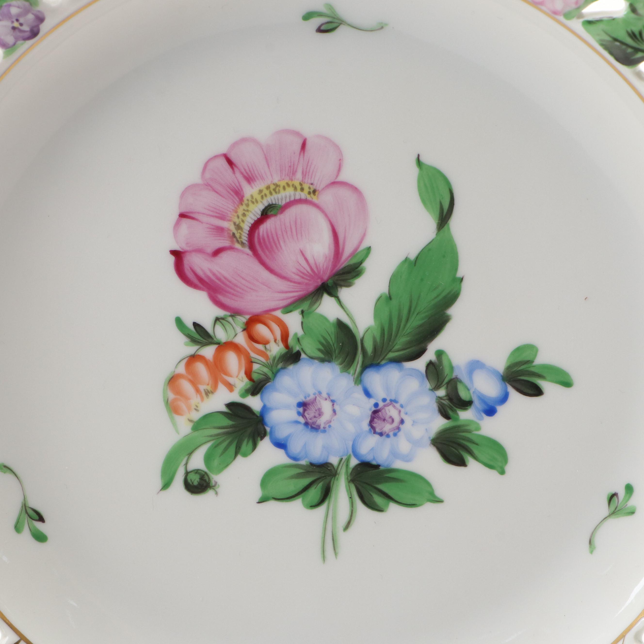 Herend Reticulated Porcelain Floral Wall Plates