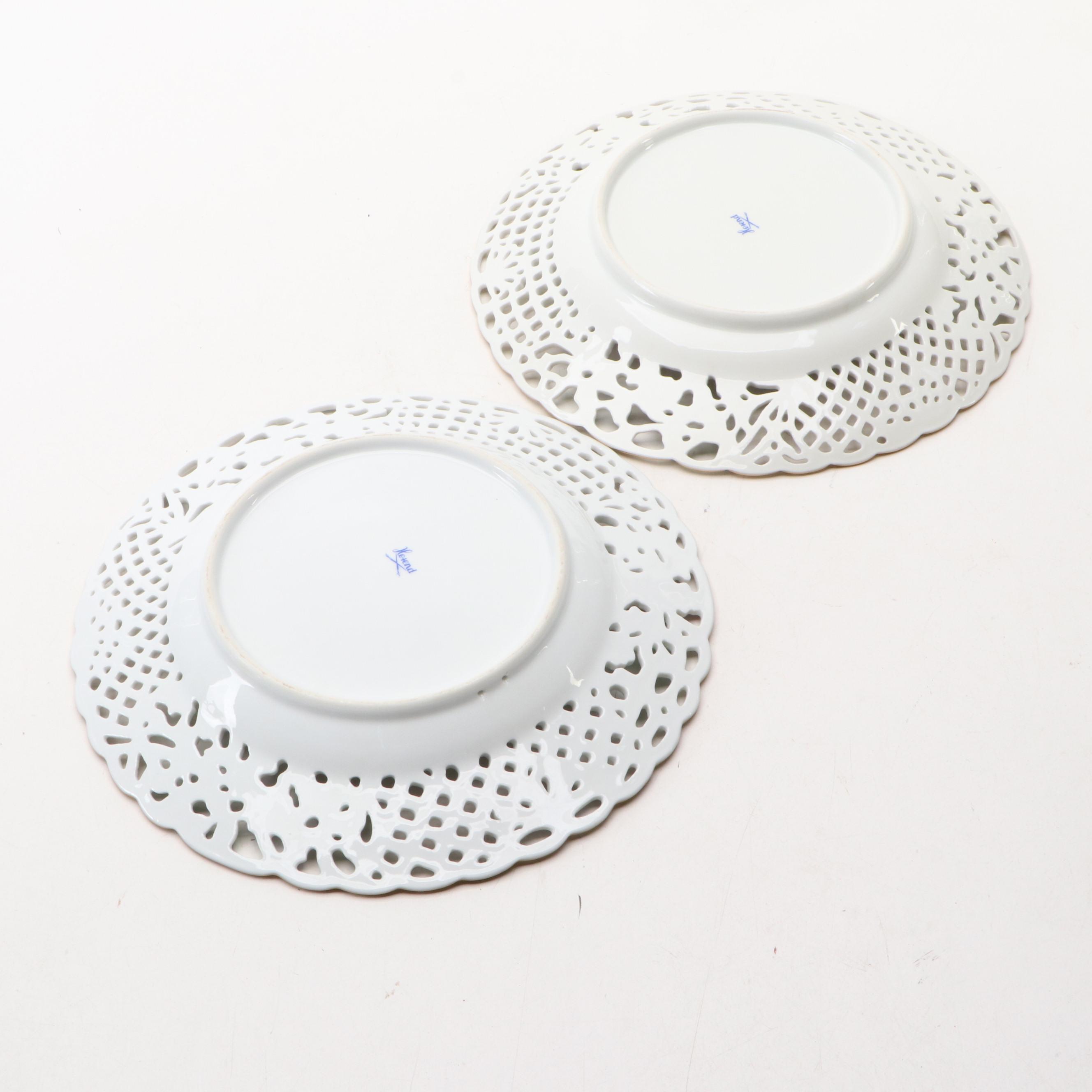 Herend Reticulated Porcelain Floral Wall Plates