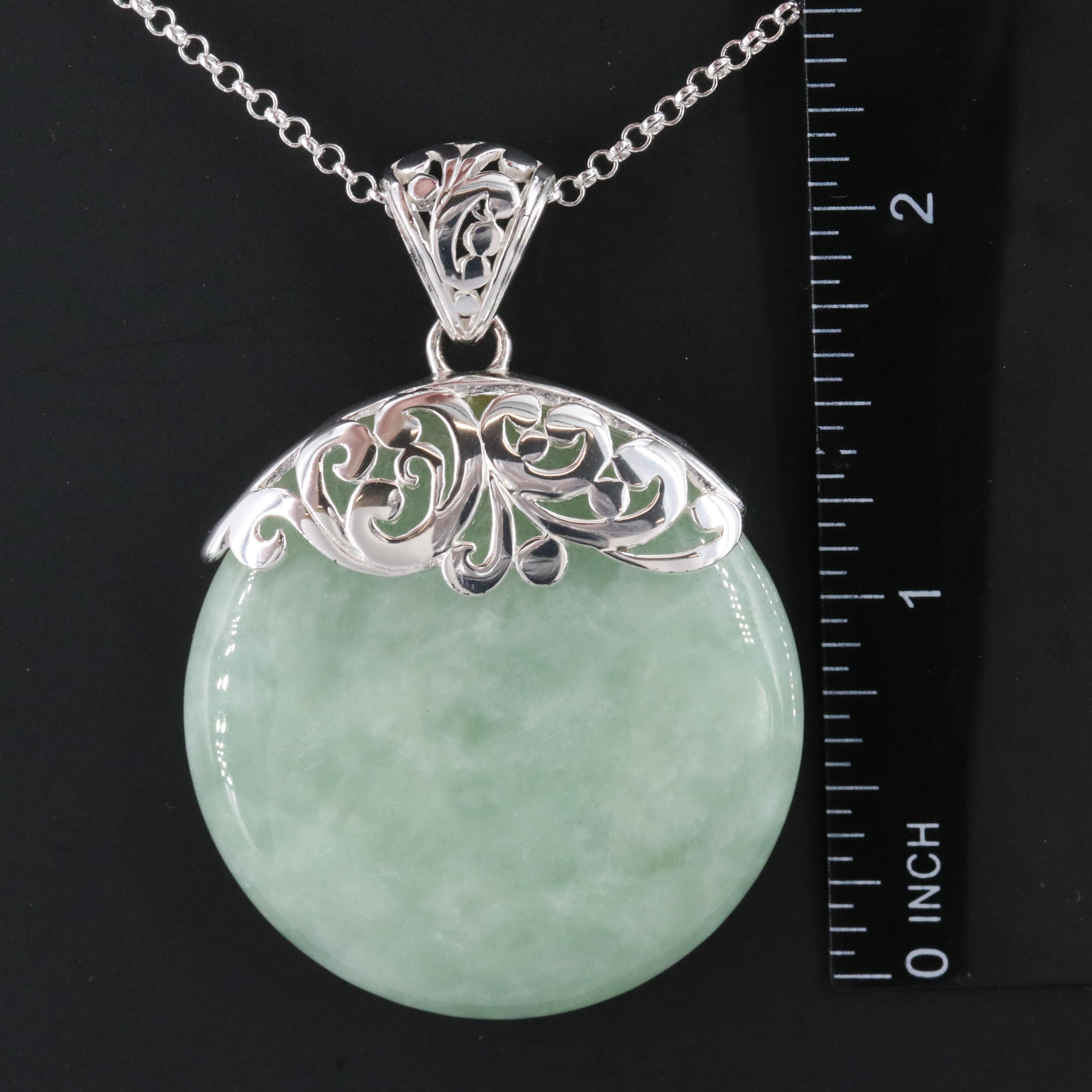 Sterling Jadeite Pendant Necklace