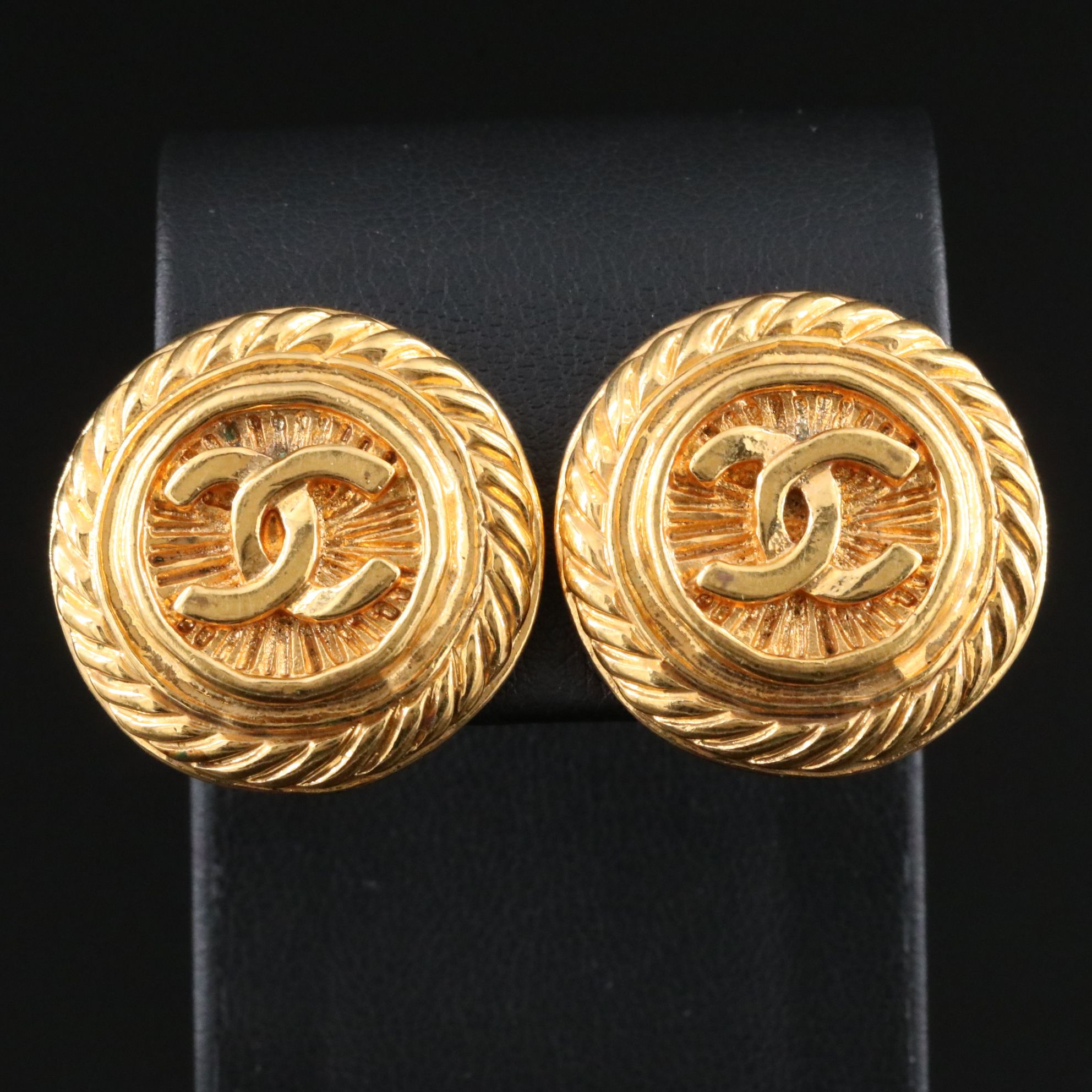 Chanel CC Rope Motif Clip Earrings