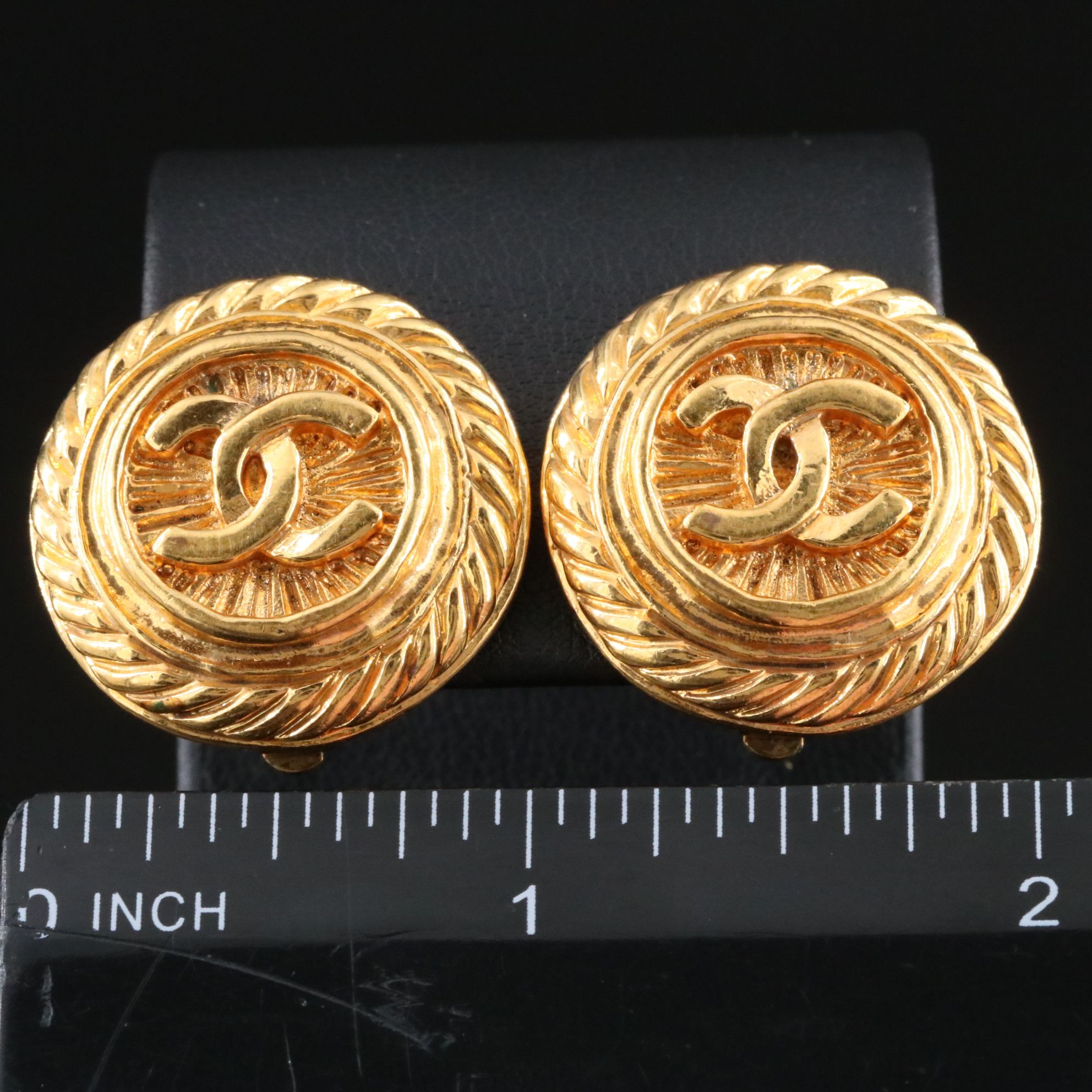 Chanel CC Rope Motif Clip Earrings