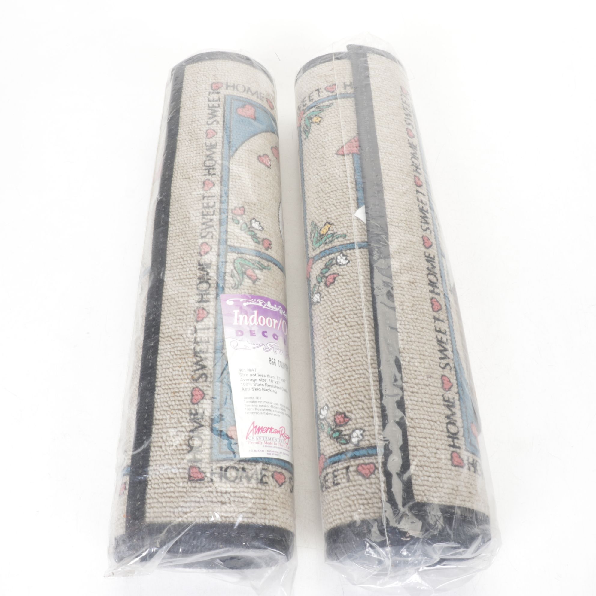 Hand-Painted Cat Statue with "Home Sweet Home" Door Mats