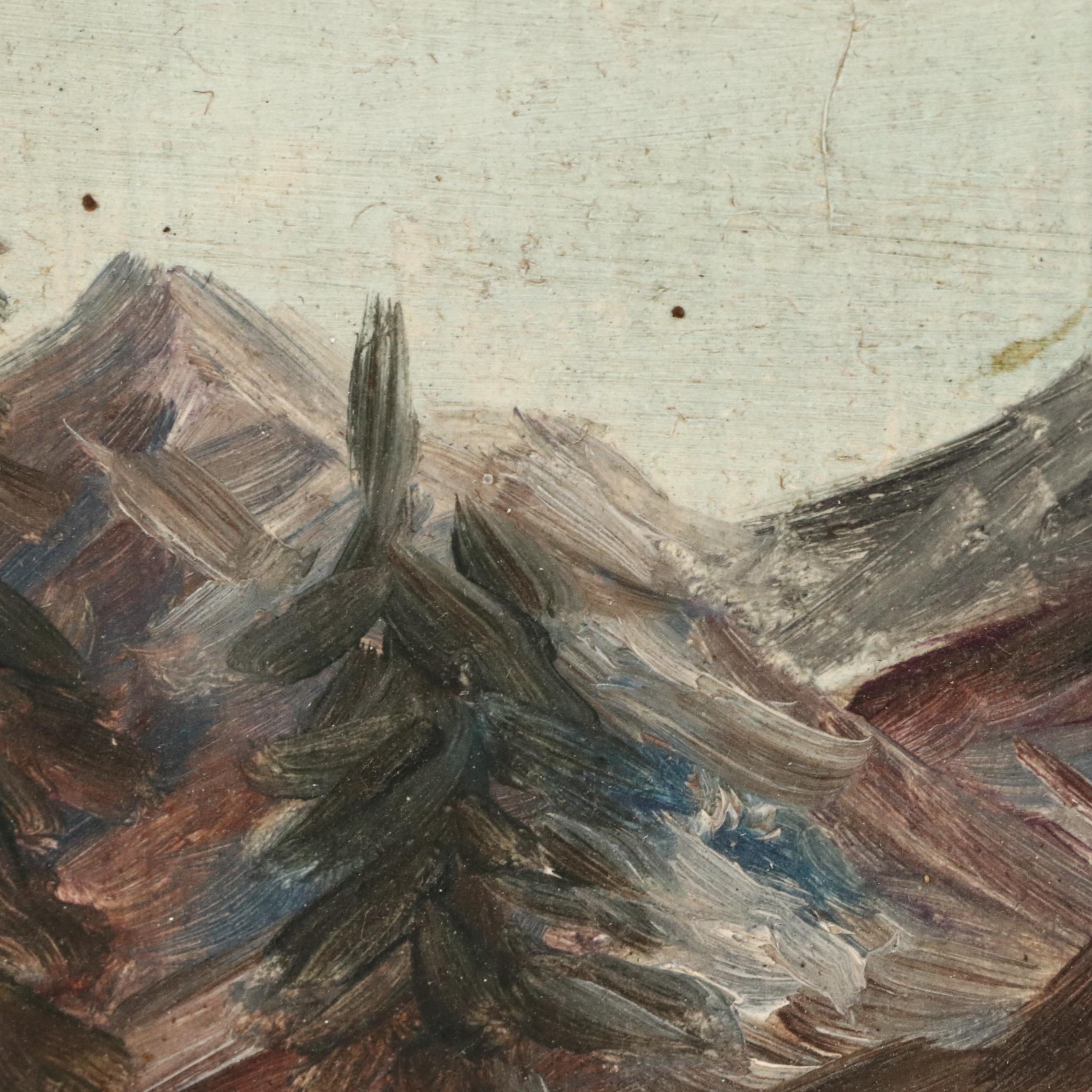 Oil Painting of Swiss Woman in Alpine Setting, 20th Century