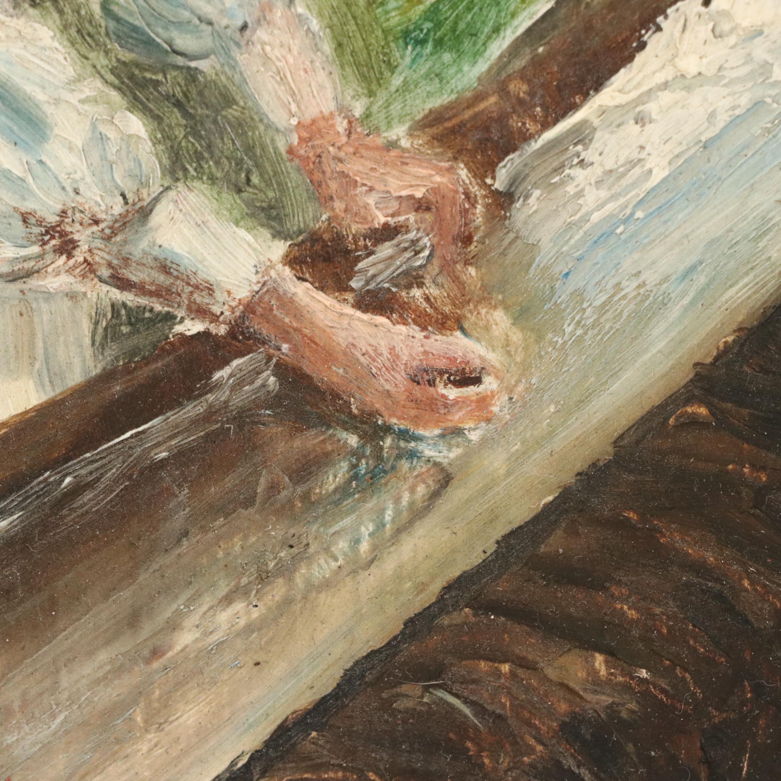 Oil Painting of Swiss Woman in Alpine Setting, 20th Century