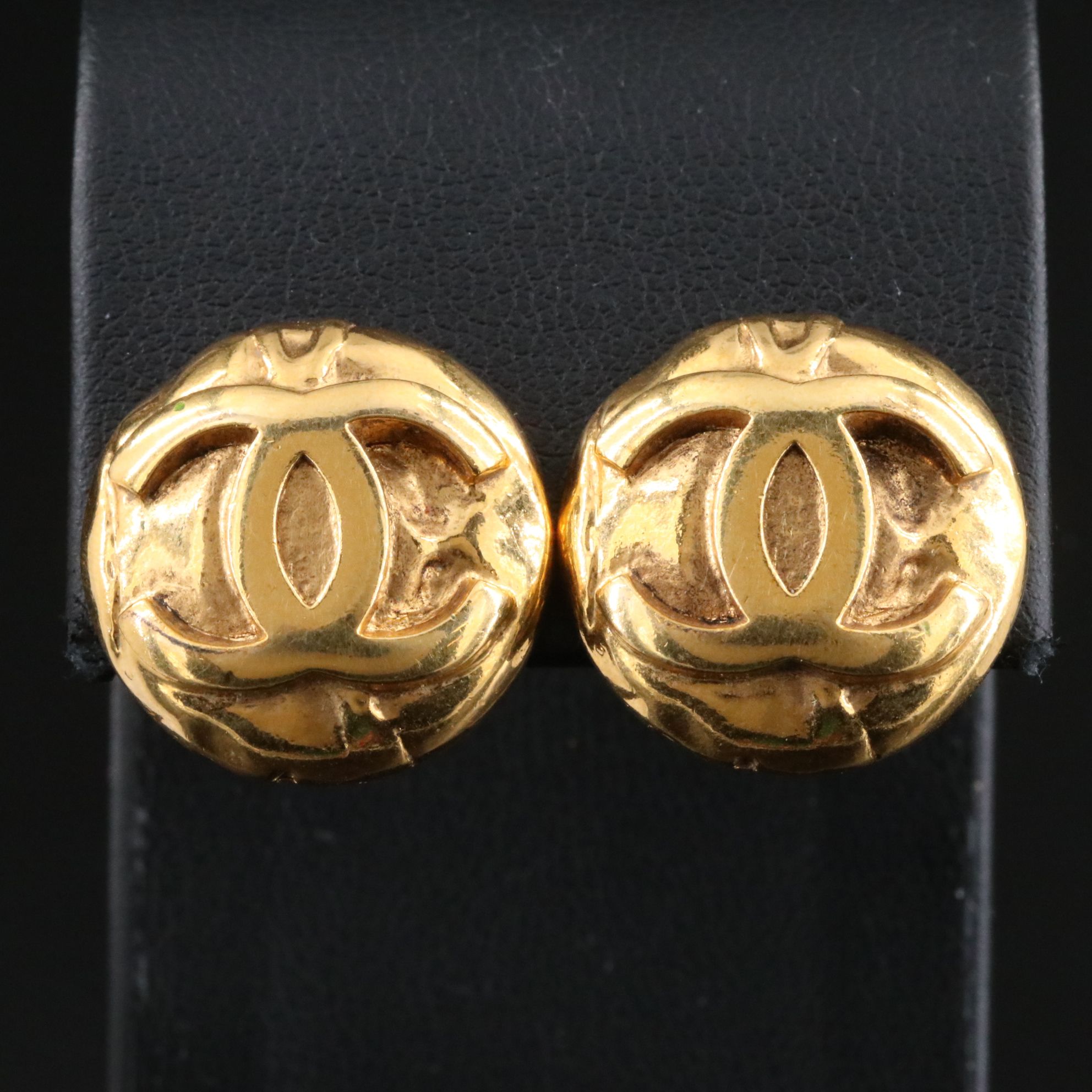 Chanel CC Button Clip Earrings