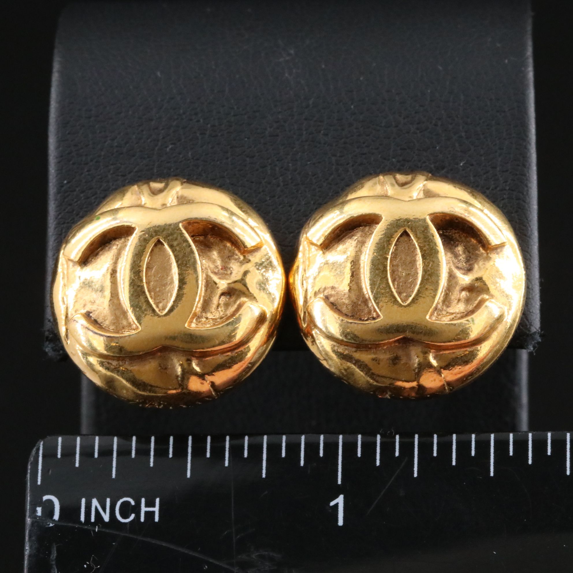 Chanel CC Button Clip Earrings
