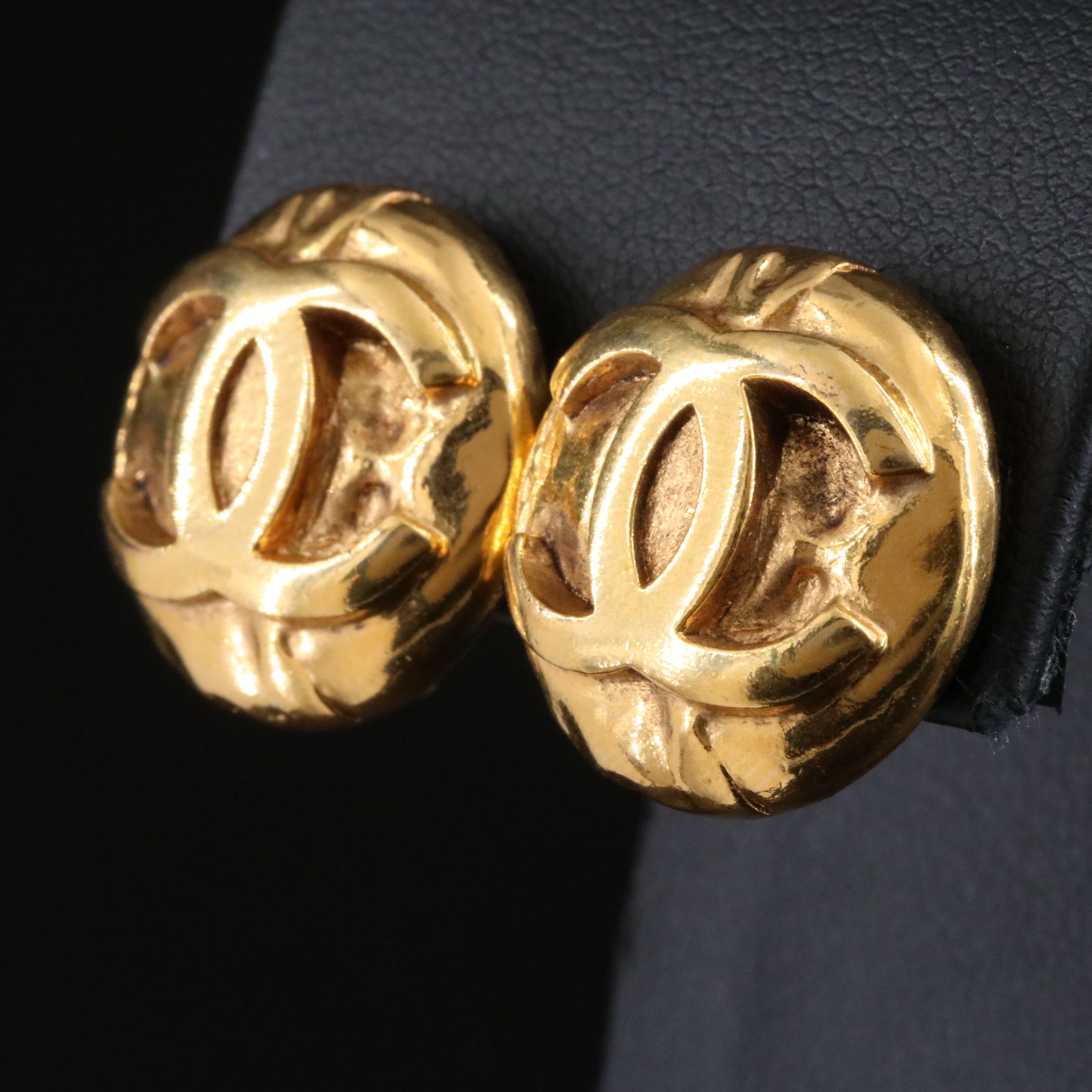 Chanel CC Button Clip Earrings