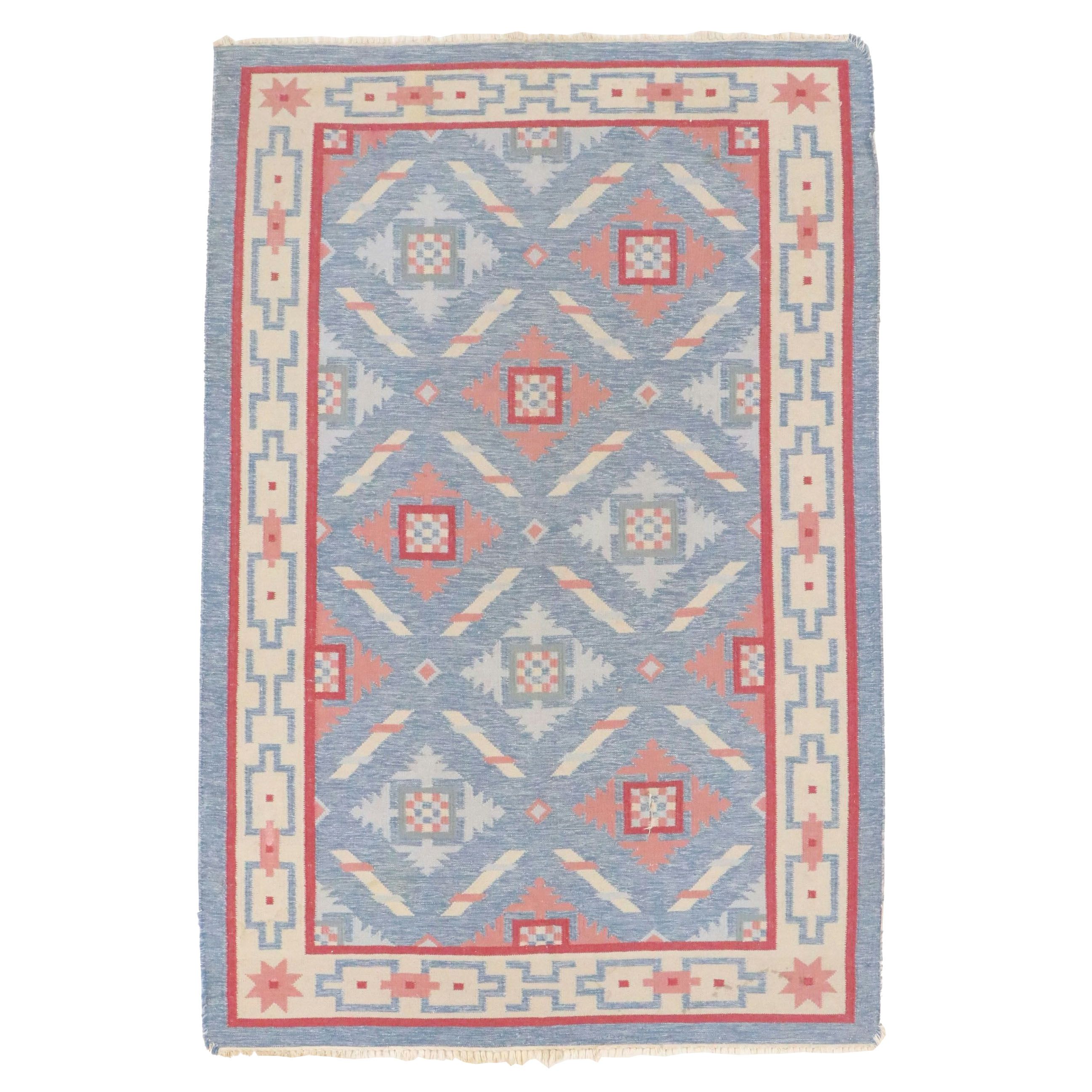 5'4 x 8' Handwoven Indian Dhurrie Area Rug