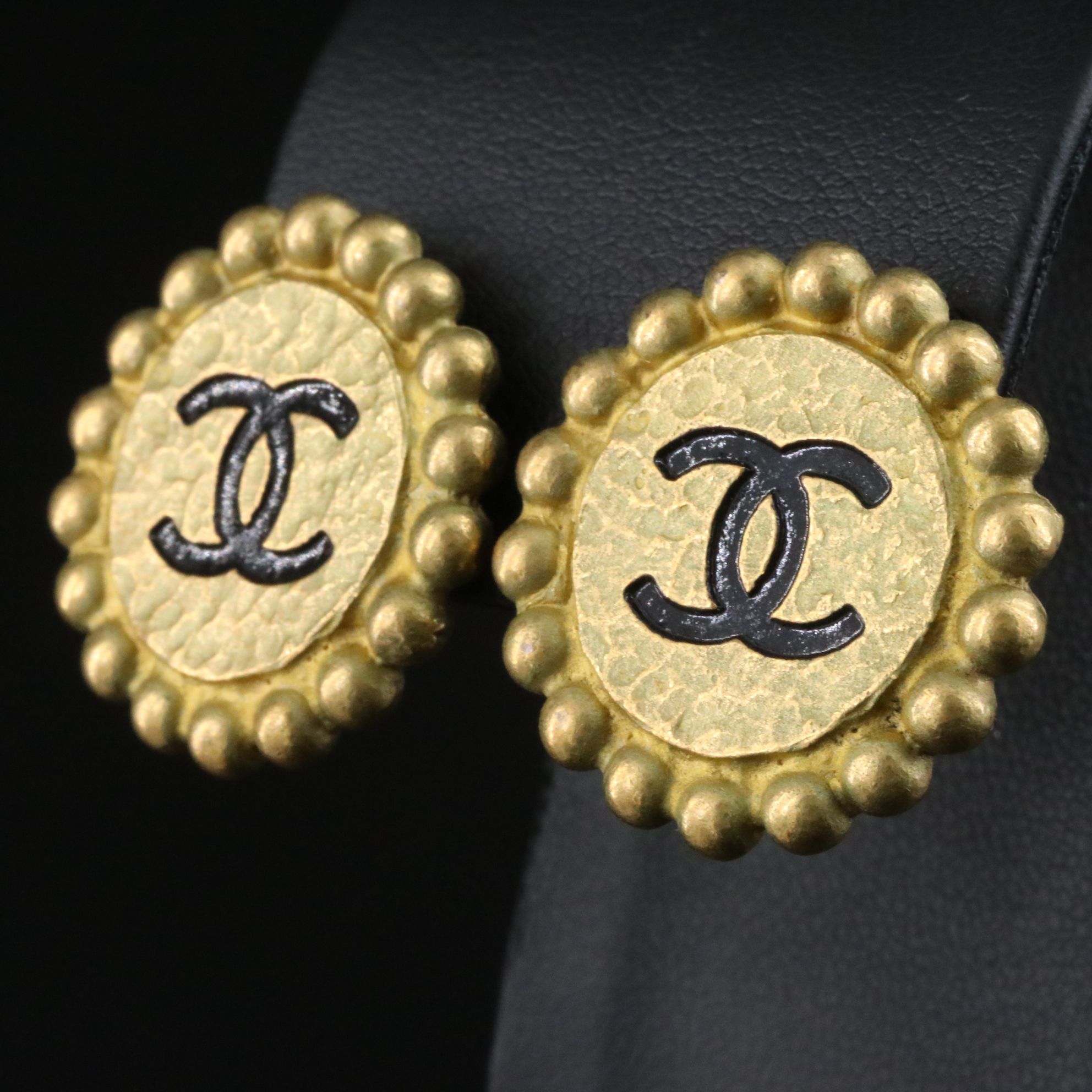 Chanel CC Enamel Beaded Clip Earrings