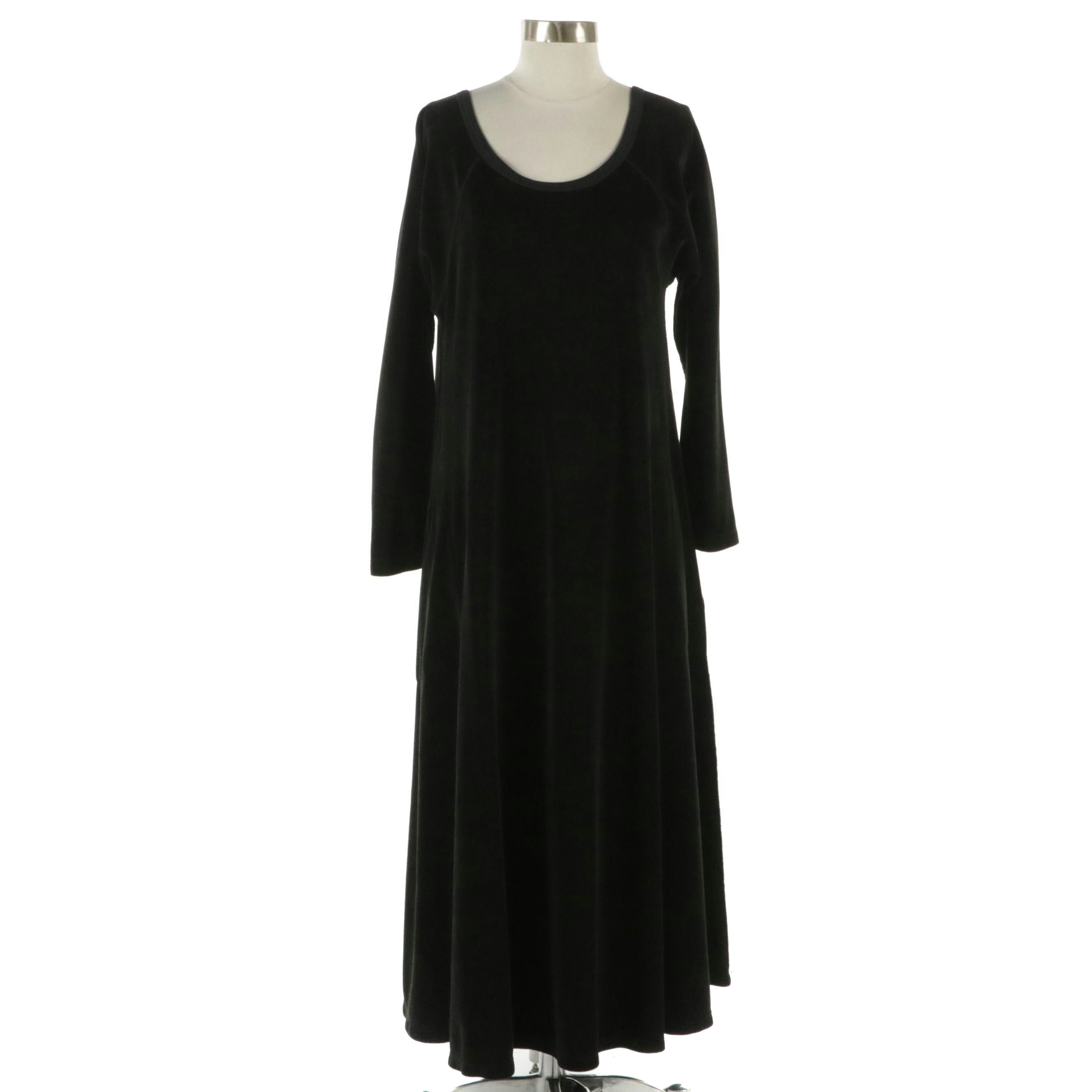 Sonia Rykiel Black Velveteen Long Sleeve Maxi Dress