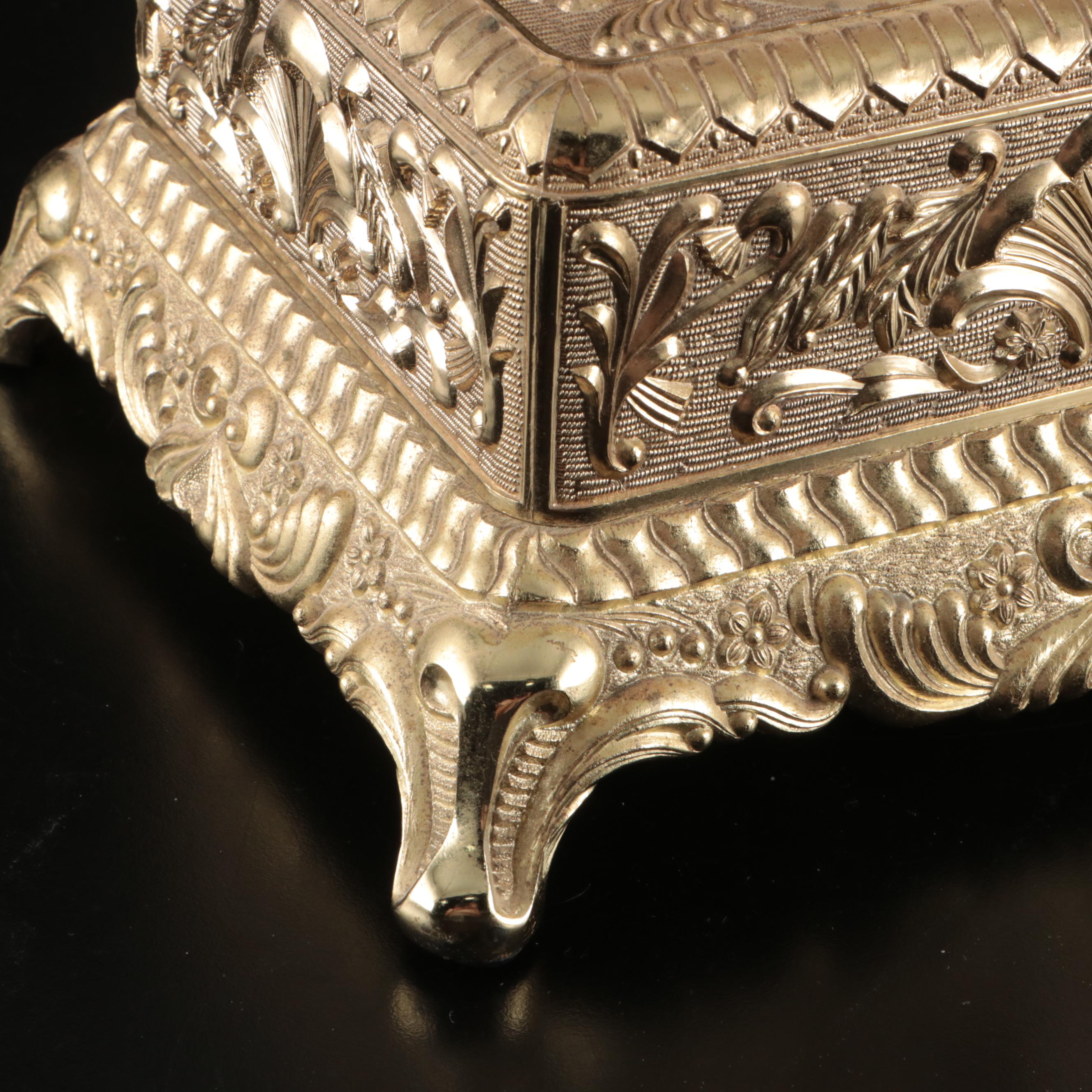 Victorian Brass Table Lamp with Ornate Brass Radio Shack Telephone