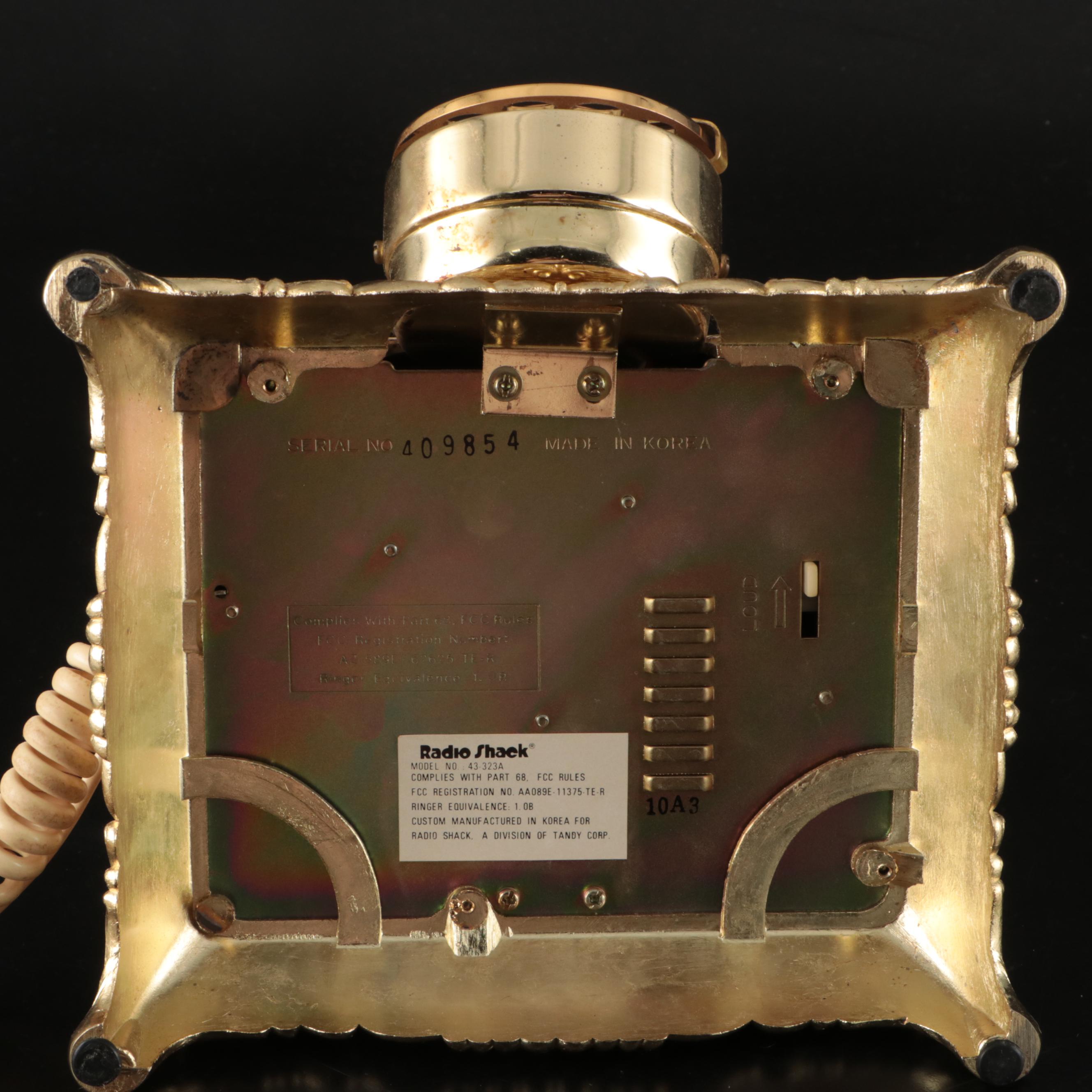 Victorian Brass Table Lamp with Ornate Brass Radio Shack Telephone