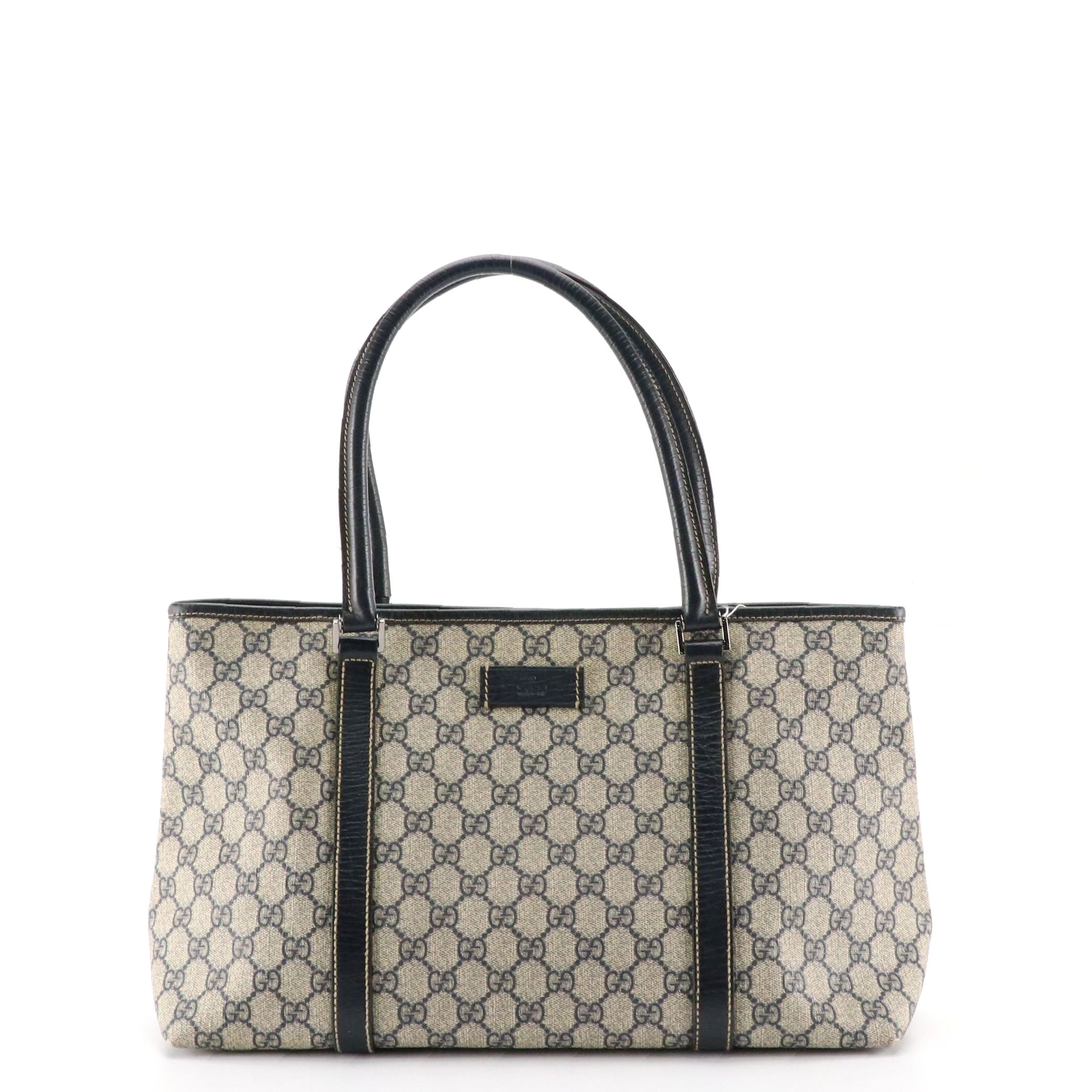 Gucci Navy GG Supreme Canvas and Leather Tote