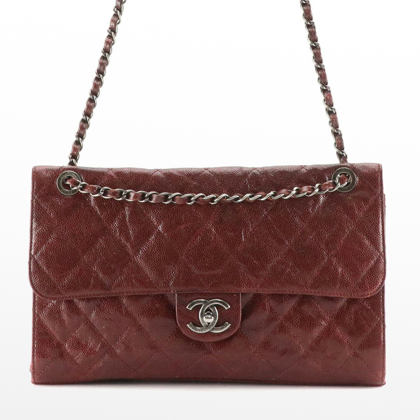 Chanel Shoulder Bag in Burgundy Caviar Leather