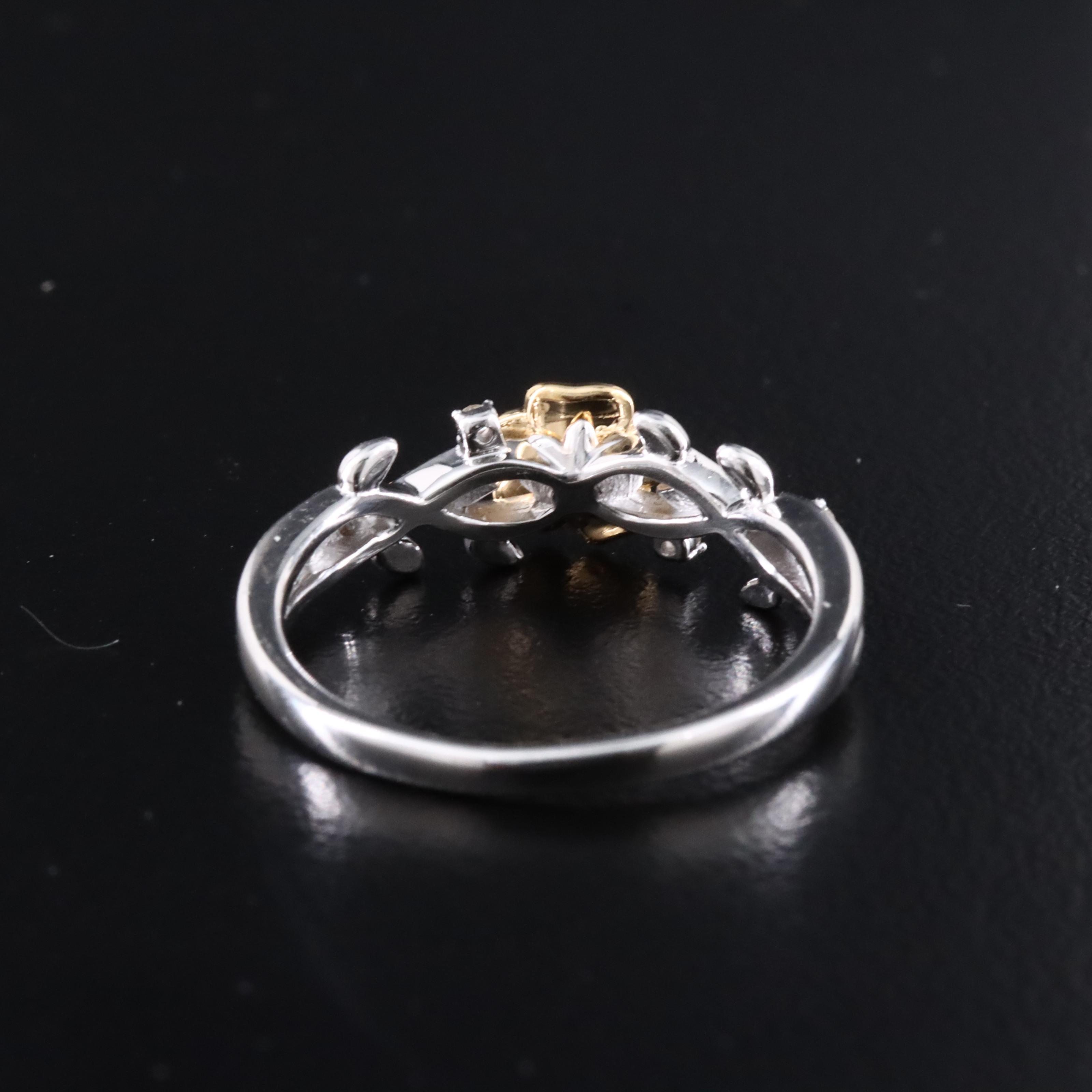 Sterling Diamond Flower Ring