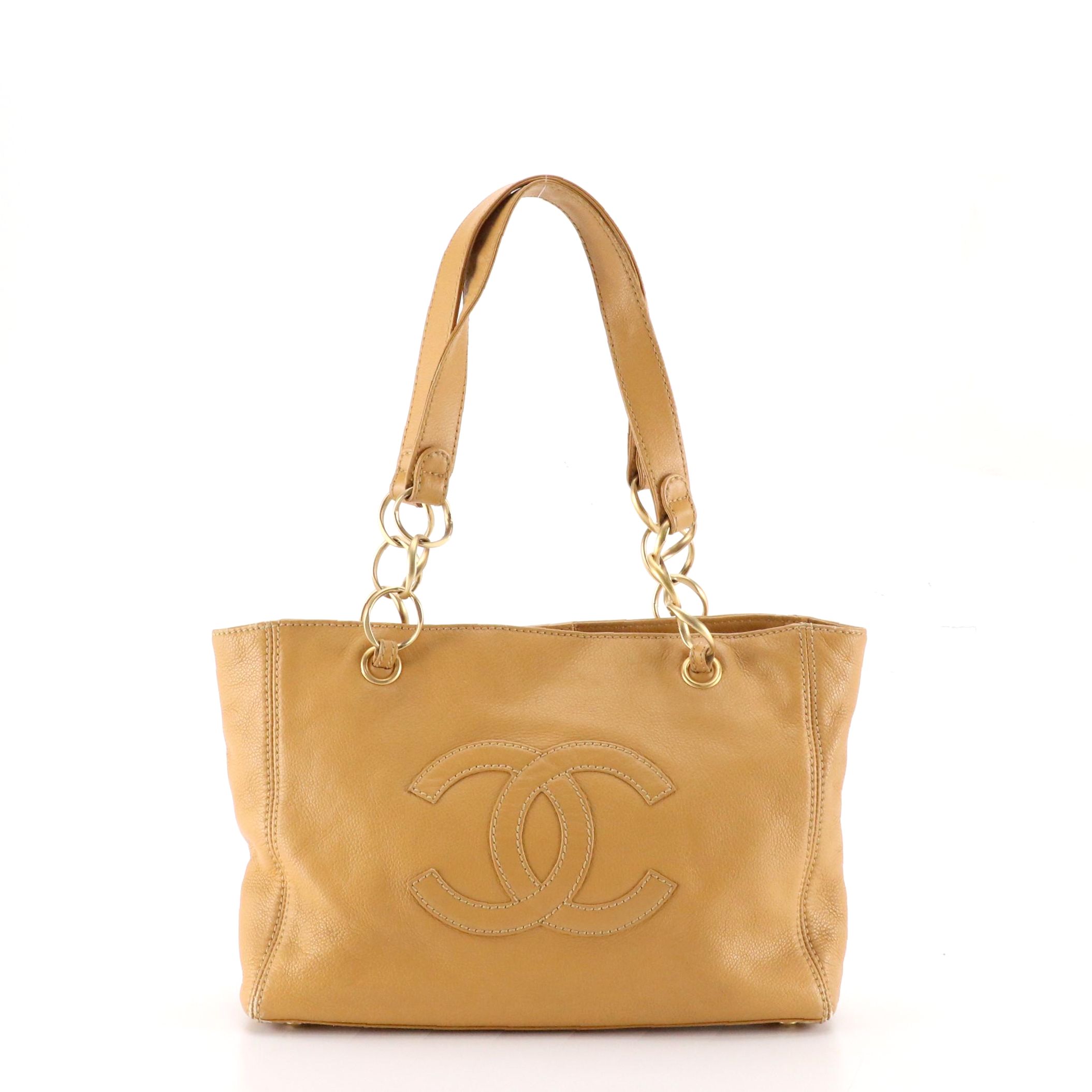 Chanel CC Shoulder Bag in Tan Leather