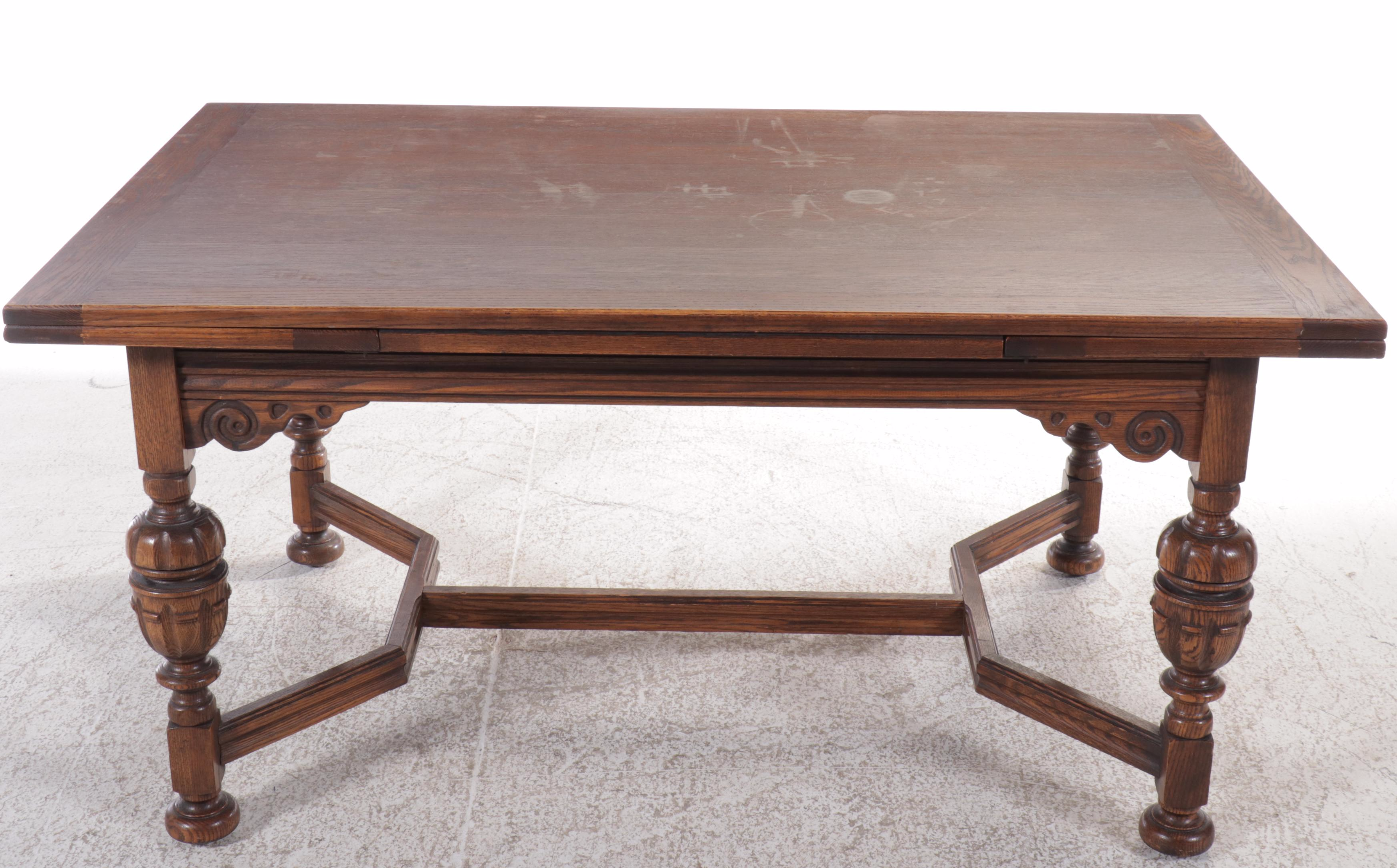 Jacobean Style Carved Oak Drop Leaf Table