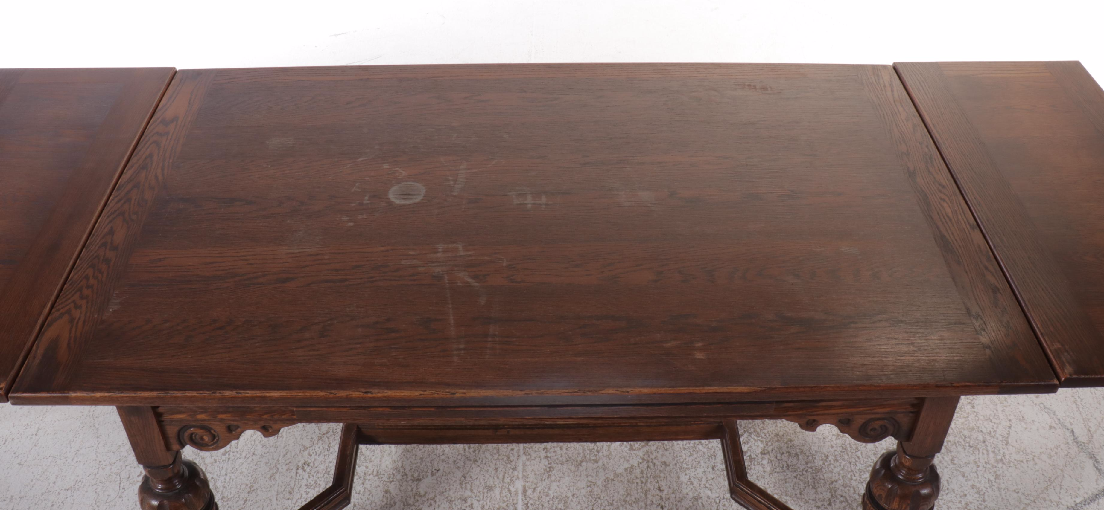Jacobean Style Carved Oak Drop Leaf Table