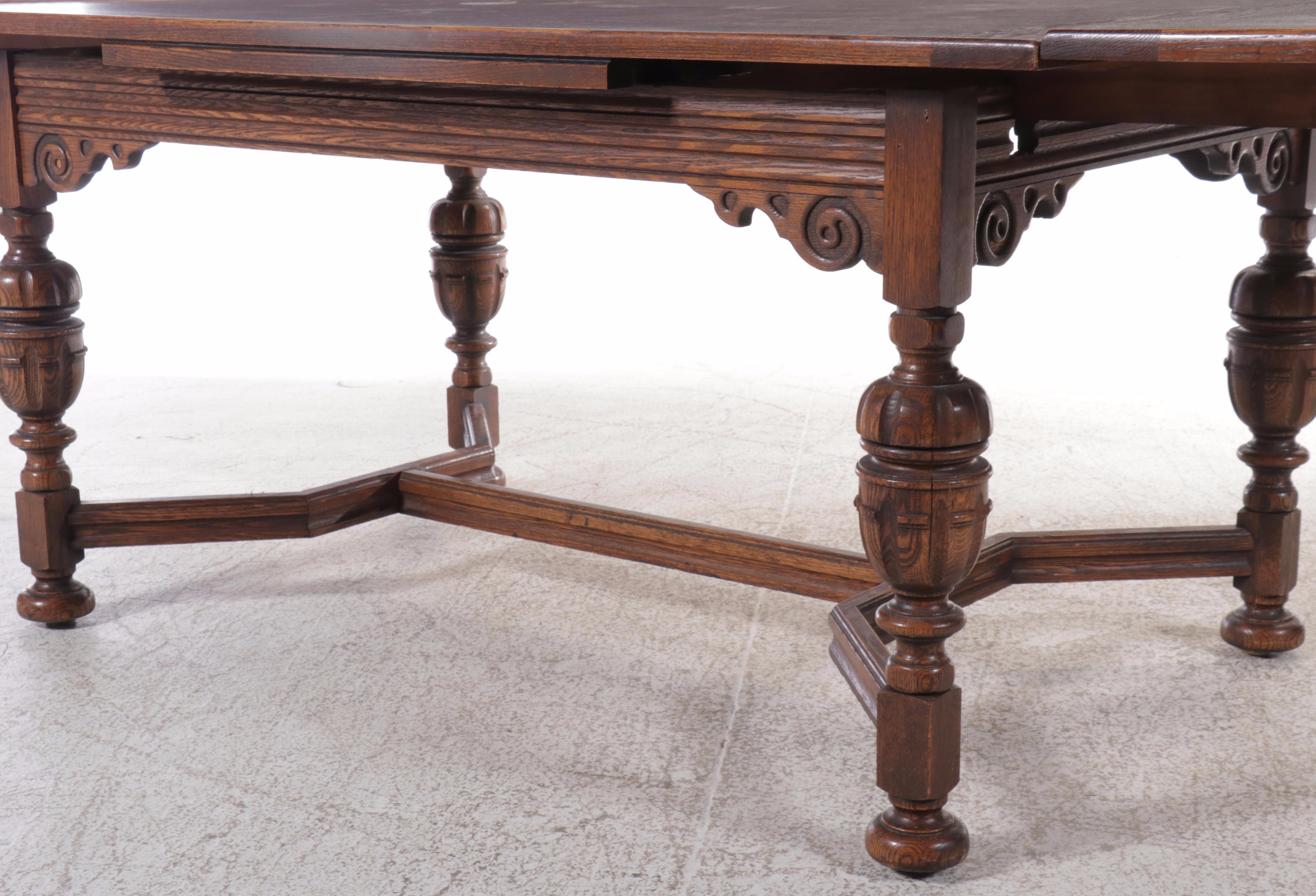 Jacobean Style Carved Oak Drop Leaf Table