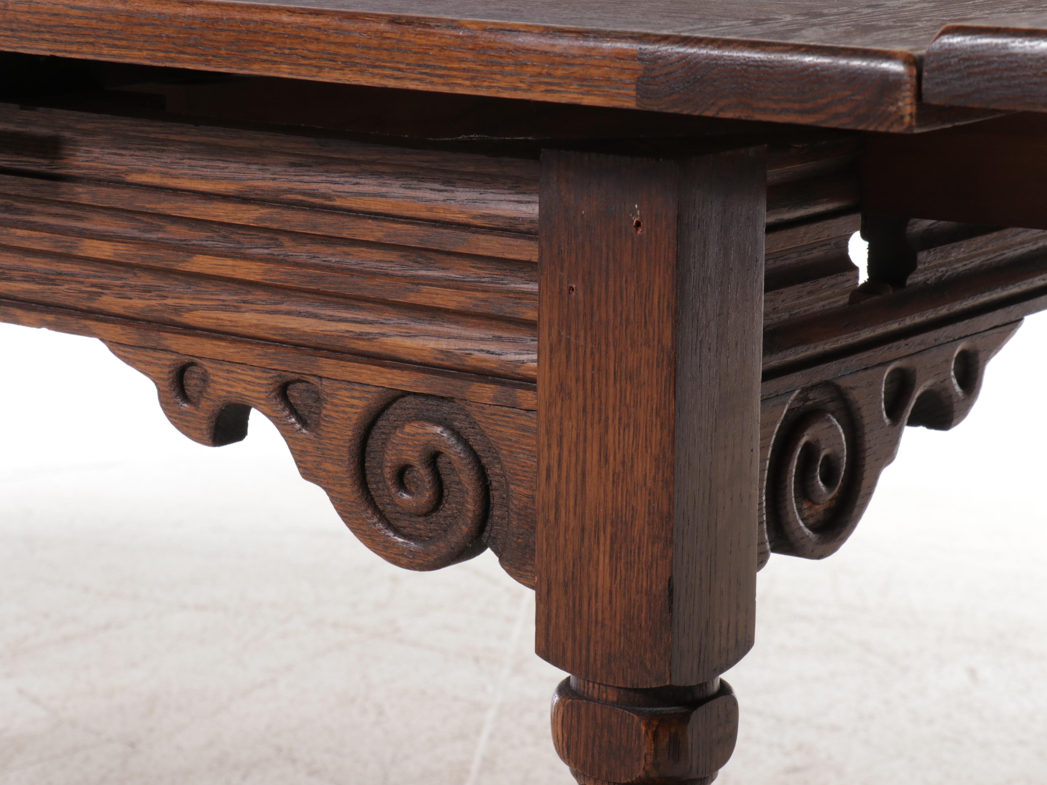 Jacobean Style Carved Oak Drop Leaf Table