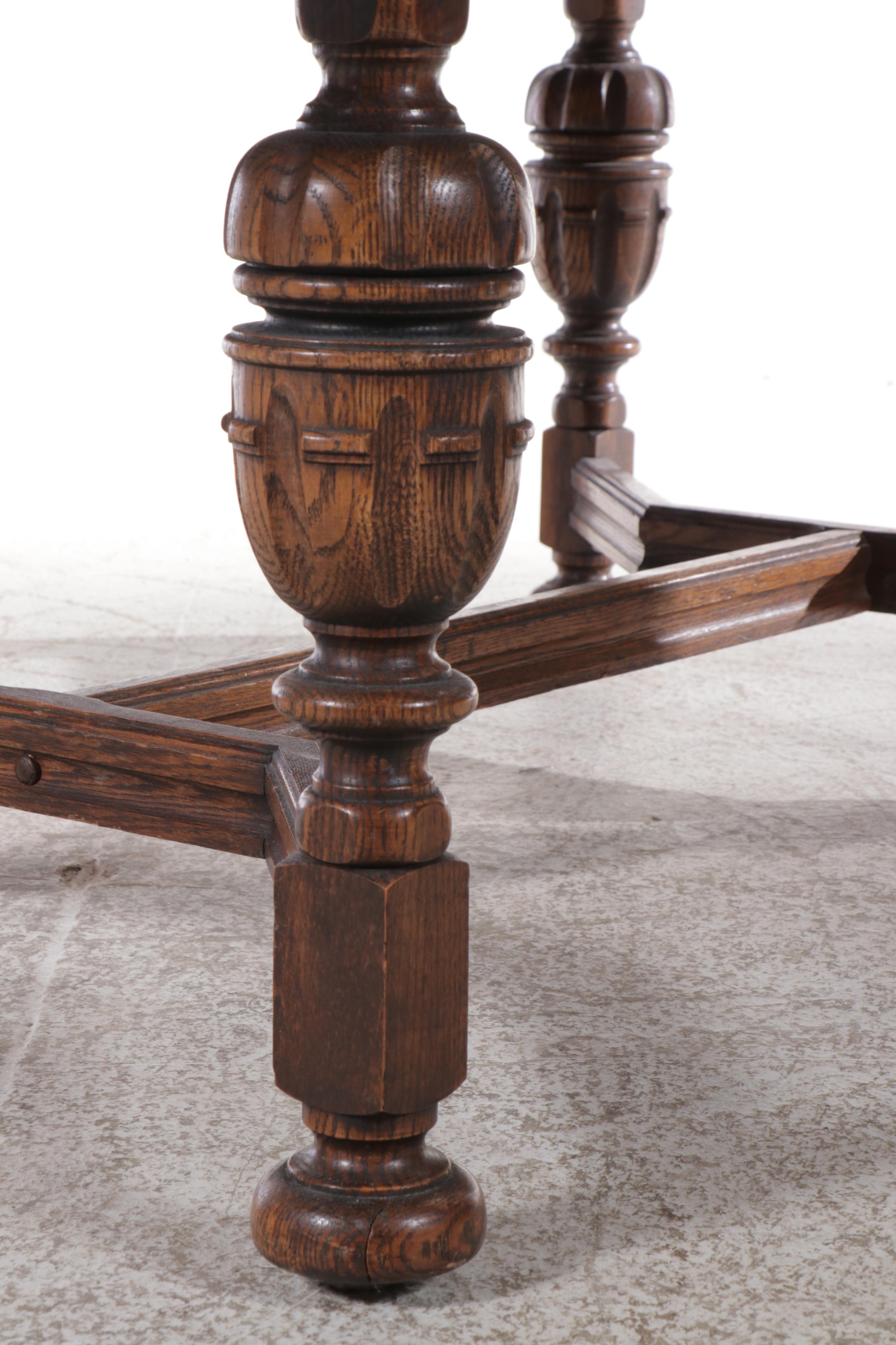 Jacobean Style Carved Oak Drop Leaf Table