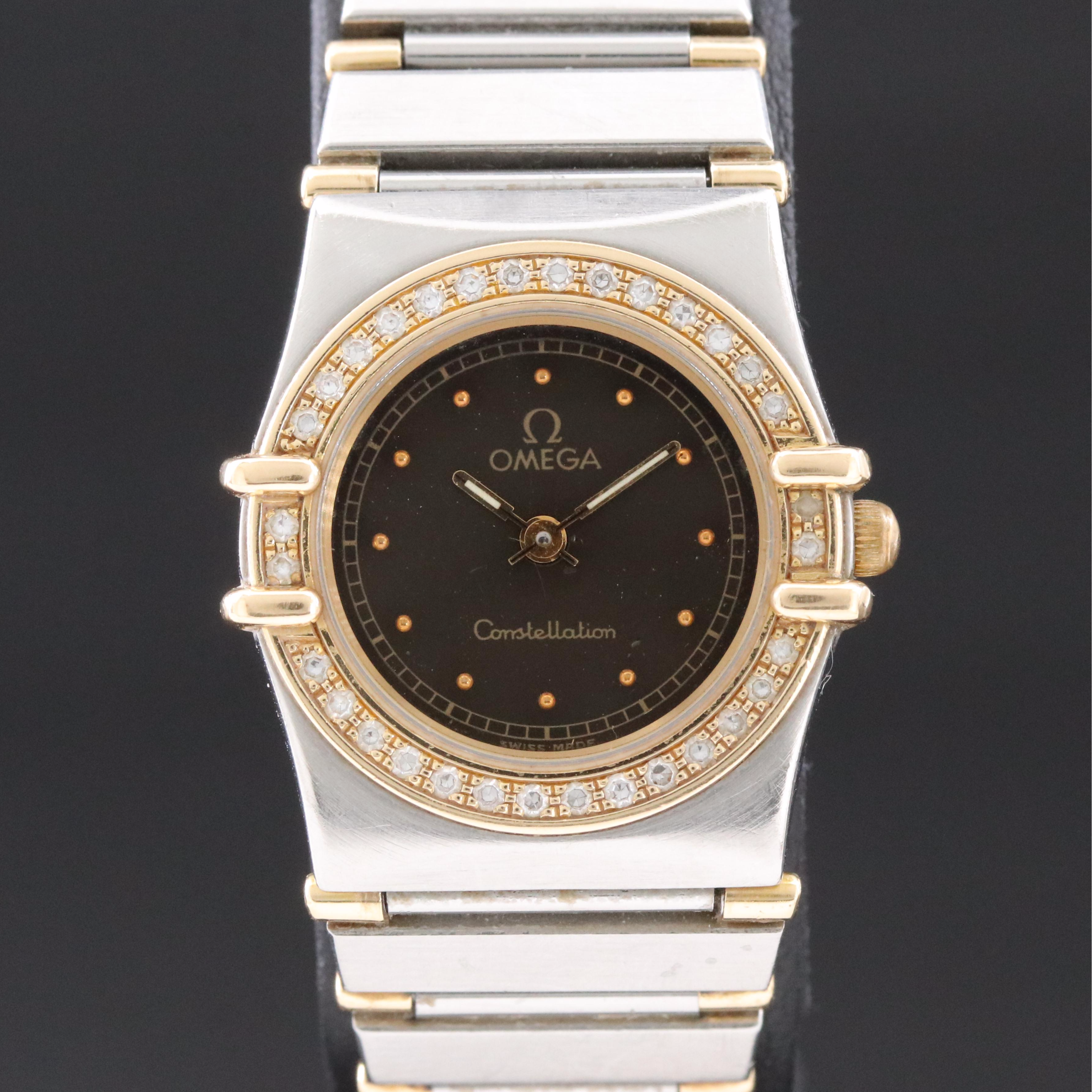 Omega Constellation 895.1080 Diamond 24mm 14K & Steel Quartz Watch