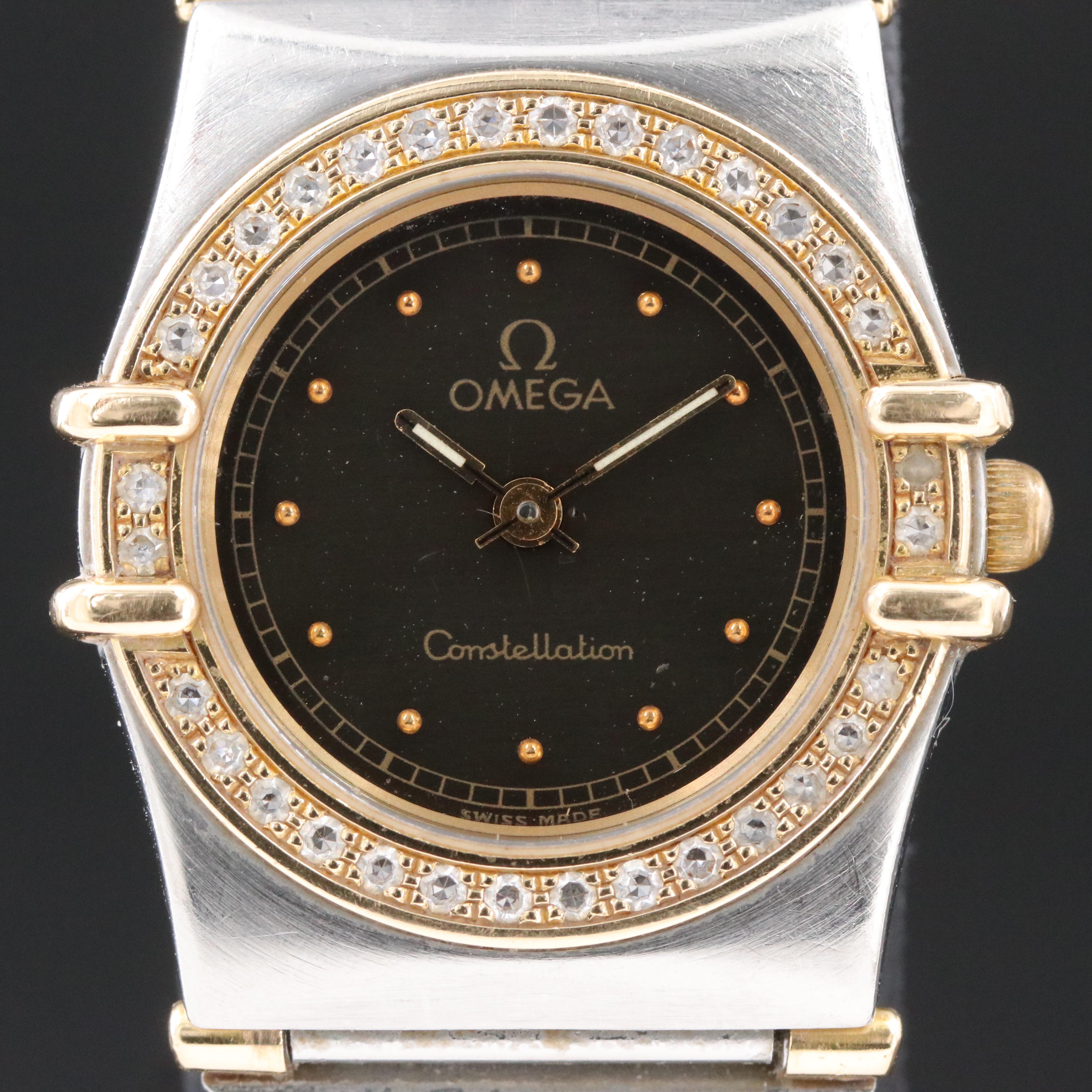 Omega Constellation 895.1080 Diamond 24mm 14K & Steel Quartz Watch