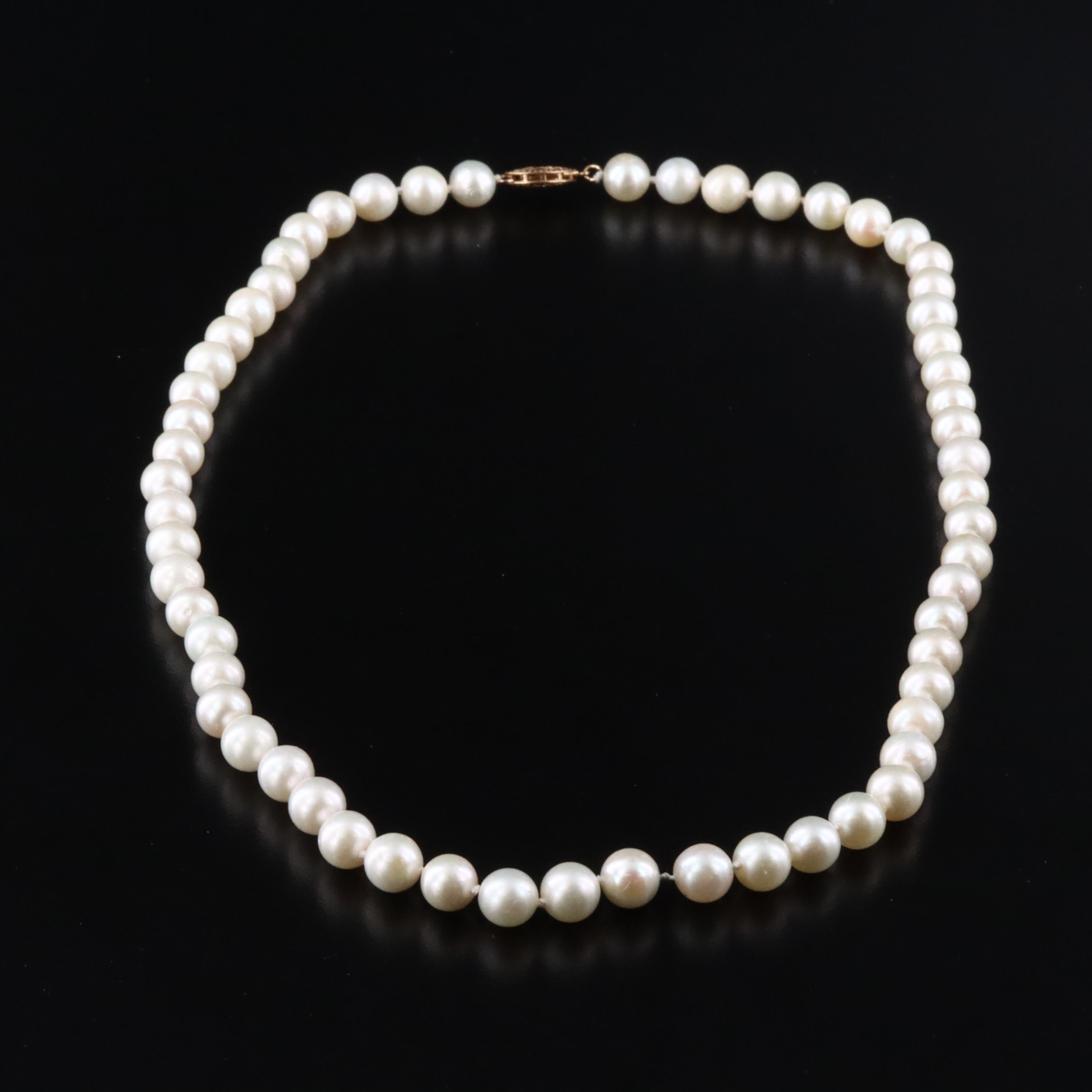 Pearl Necklace with 14K Clasp