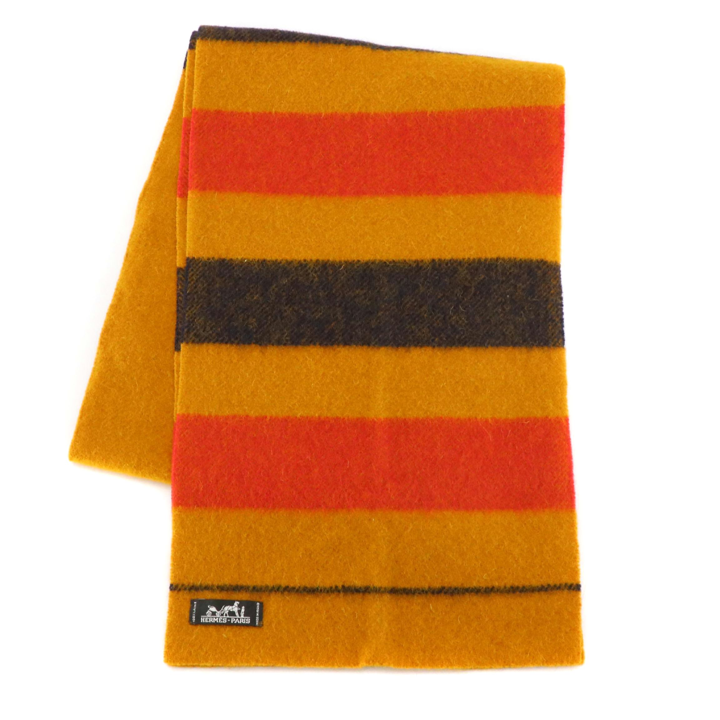 Hermès Rocabar Muffler Scarf in Striped Wool