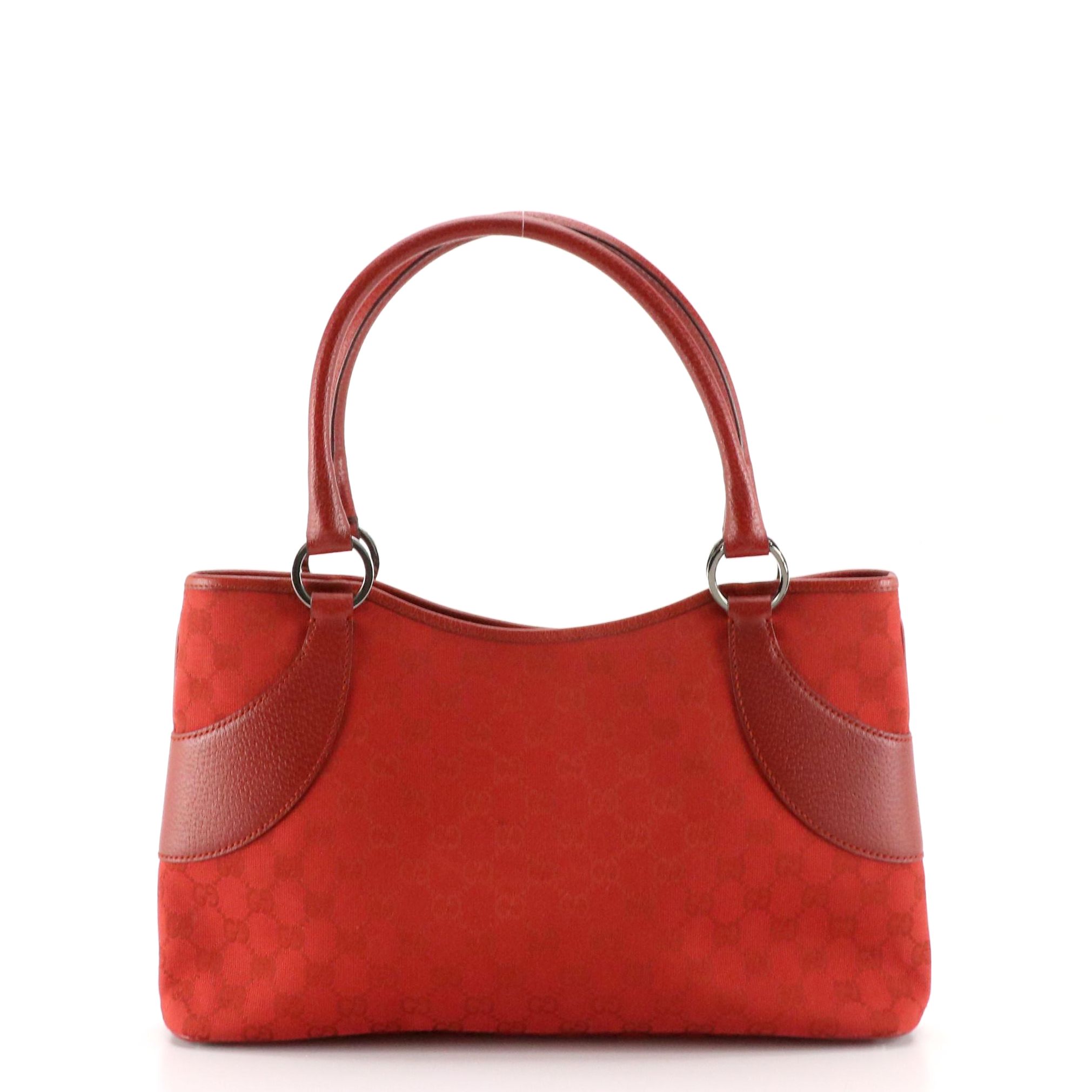 Gucci Red GG Jacquard Canvas and Cinghiale Leather Shoulder Bag