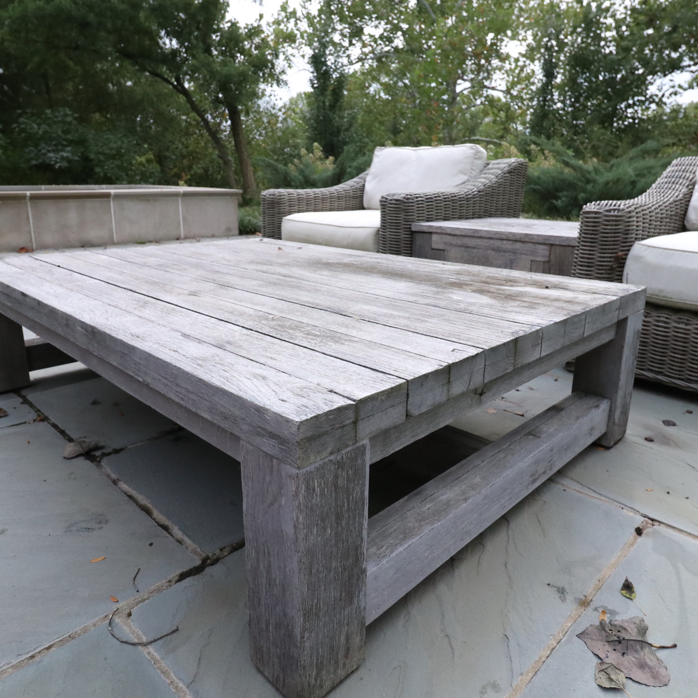 Restoration Hardware PE Rattan Outdoor Seating with Canvas Cushions, & Tables